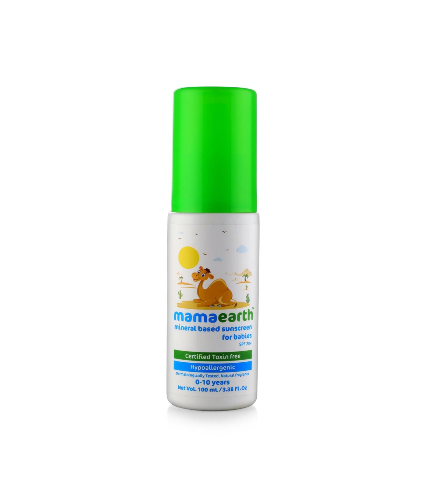 Mamaearth Mineral Based Sunscreen for Babies | Gentle SPF 20+ Zinc Oxide & Shea Butter | Water-Resistant | 100ml - Buy Online on GoSupps.com