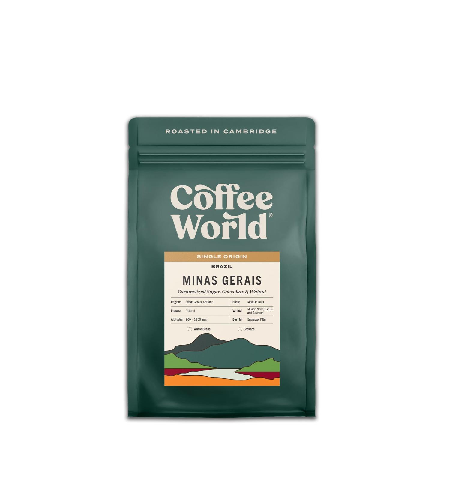 Coffee World | Brazil Minas Gerais Single Origin UK Roasted Whole Coffee Beans - Perfect Brewing for Caf s Businesses Shops & Home Users (Coffee Beans 250g)