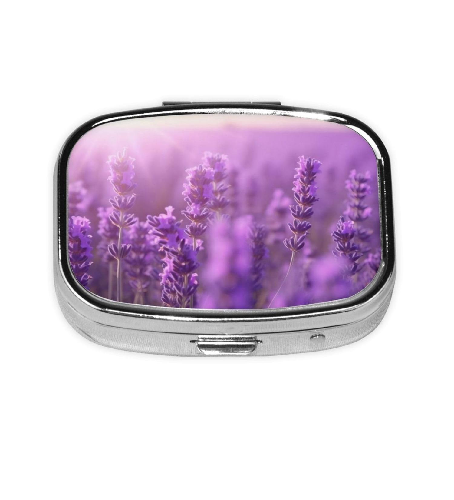 Portable 2 Compartment Pill Box - Lavender Travel Pill Organizer for Vitamins & Medicine | Compact Daily Pill Case - Buy Online on GoSupps.com