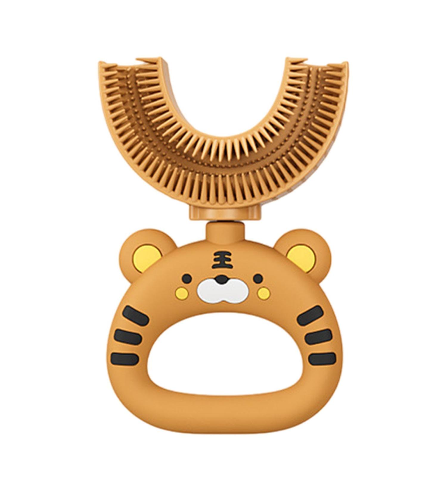 Buy Kuxiptin U-Shaped Silicone Toothbrush for Kids - Soft Cartoon Tiger Design Gentle Training Brush 1 Piece - Buy Online on GoSupps.com