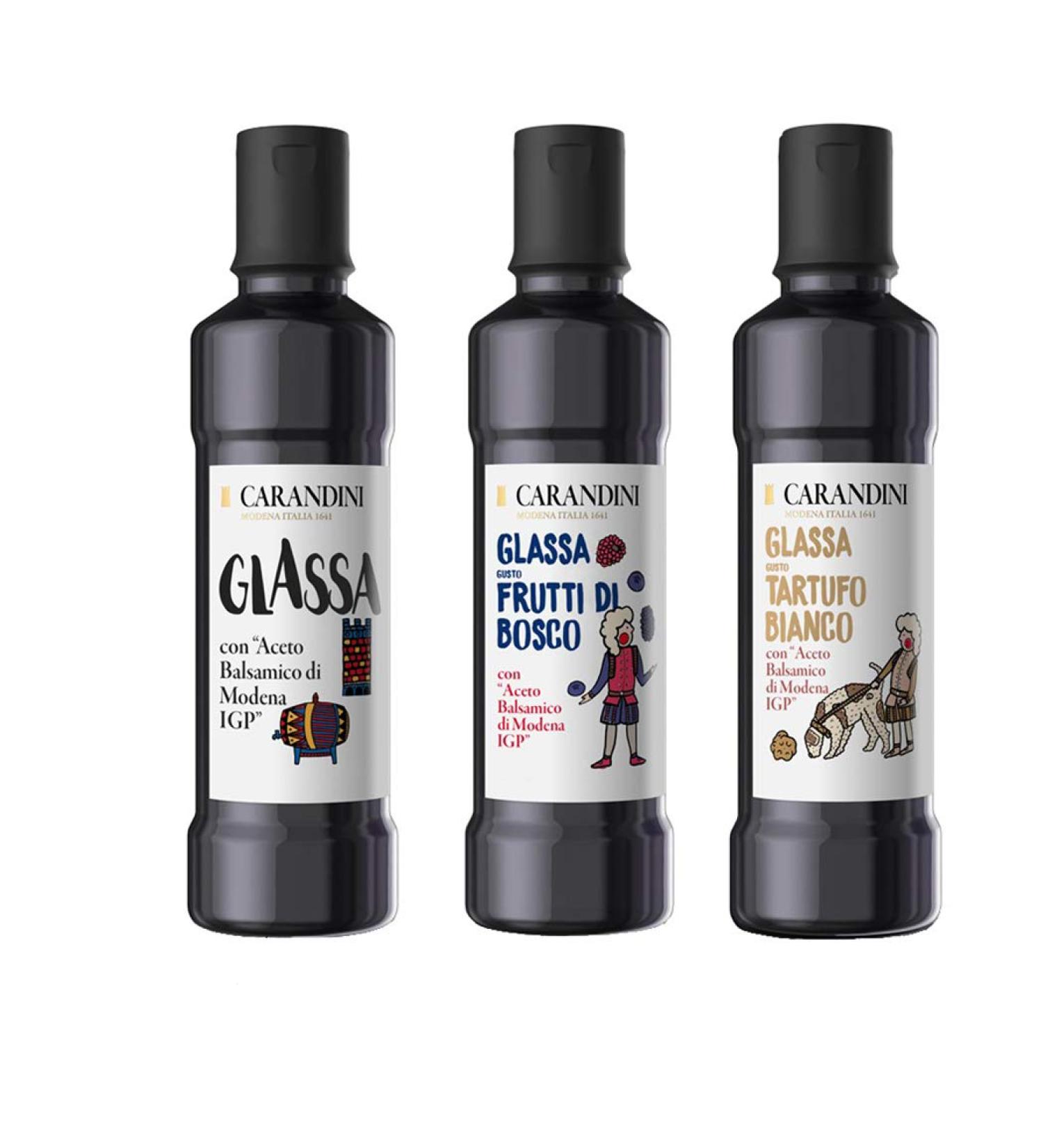  Carandini Tris Glasse Balsamic Vinegar of Modena IGP Carandini: Classic Berries White Truffle 250ml x 3 - Buy Online on GoSupps.com