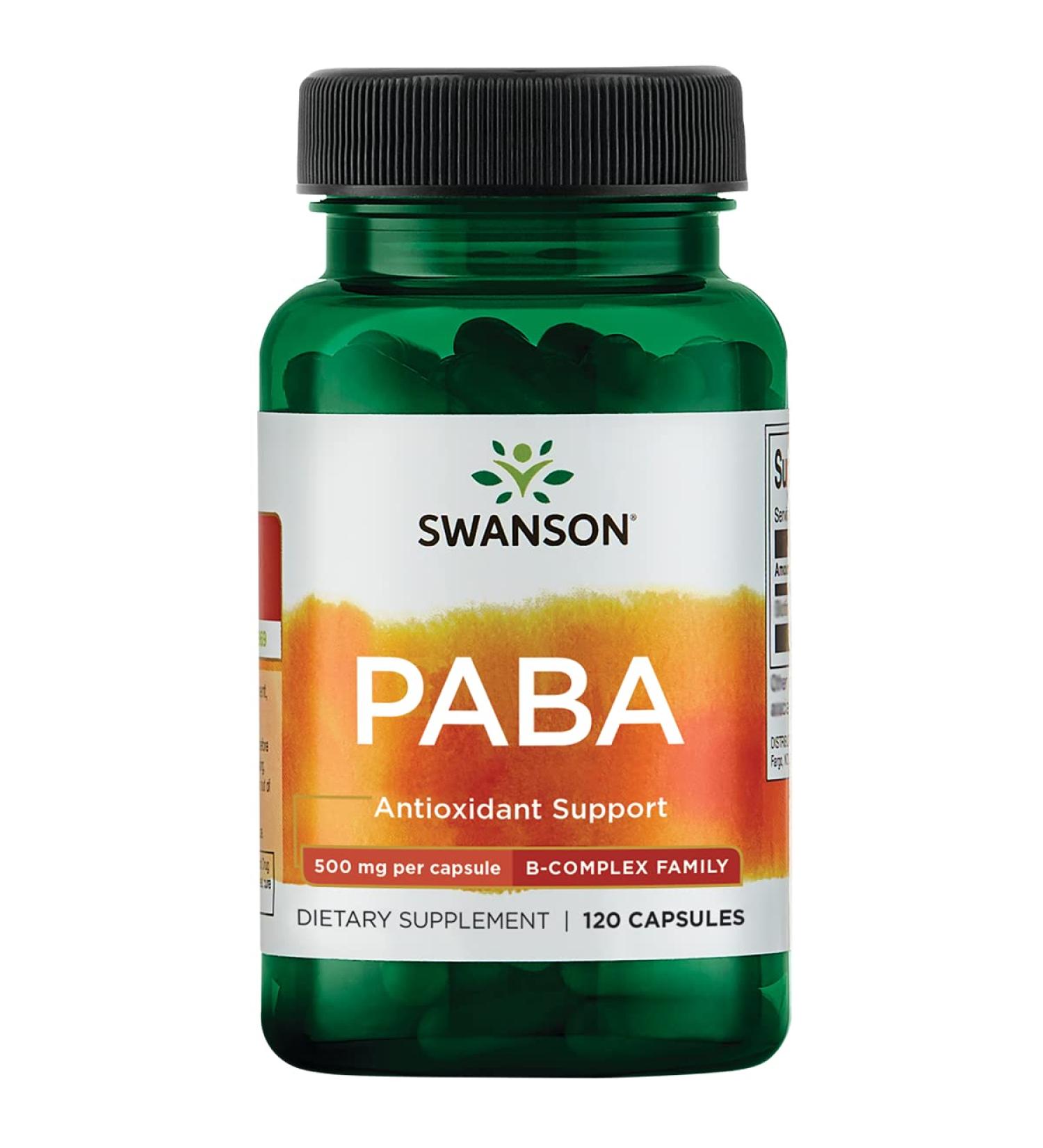 Swanson Paba 500mg 120 Capsules - Supports Brain Health and Energy Levels - Buy Online on GoSupps.com