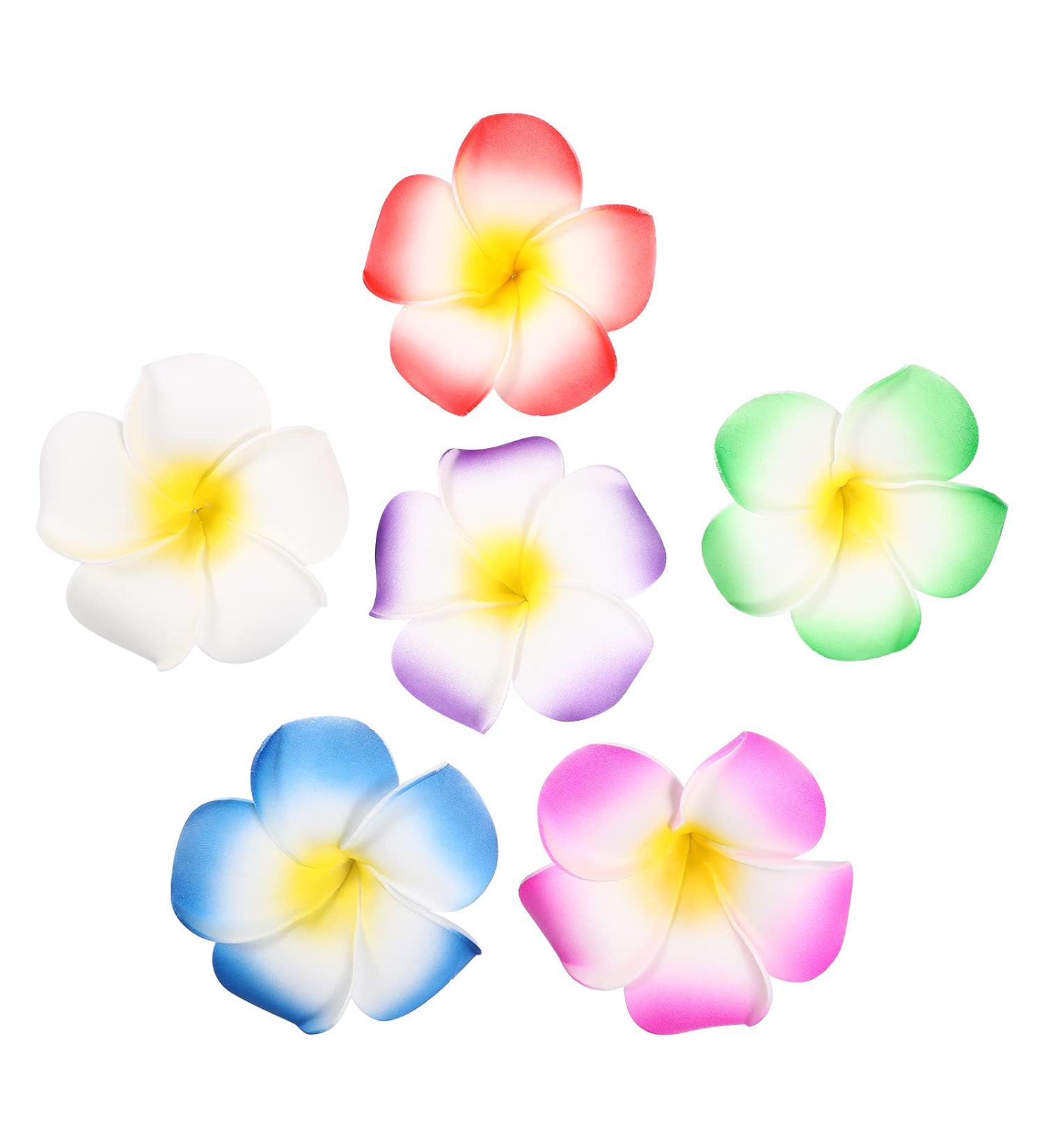 Hawaiian Plumeria Flower Hairpins - 12 Pcs Bridal Barrettes for Beach Wedding Decoration - Buy Online on GoSupps.com