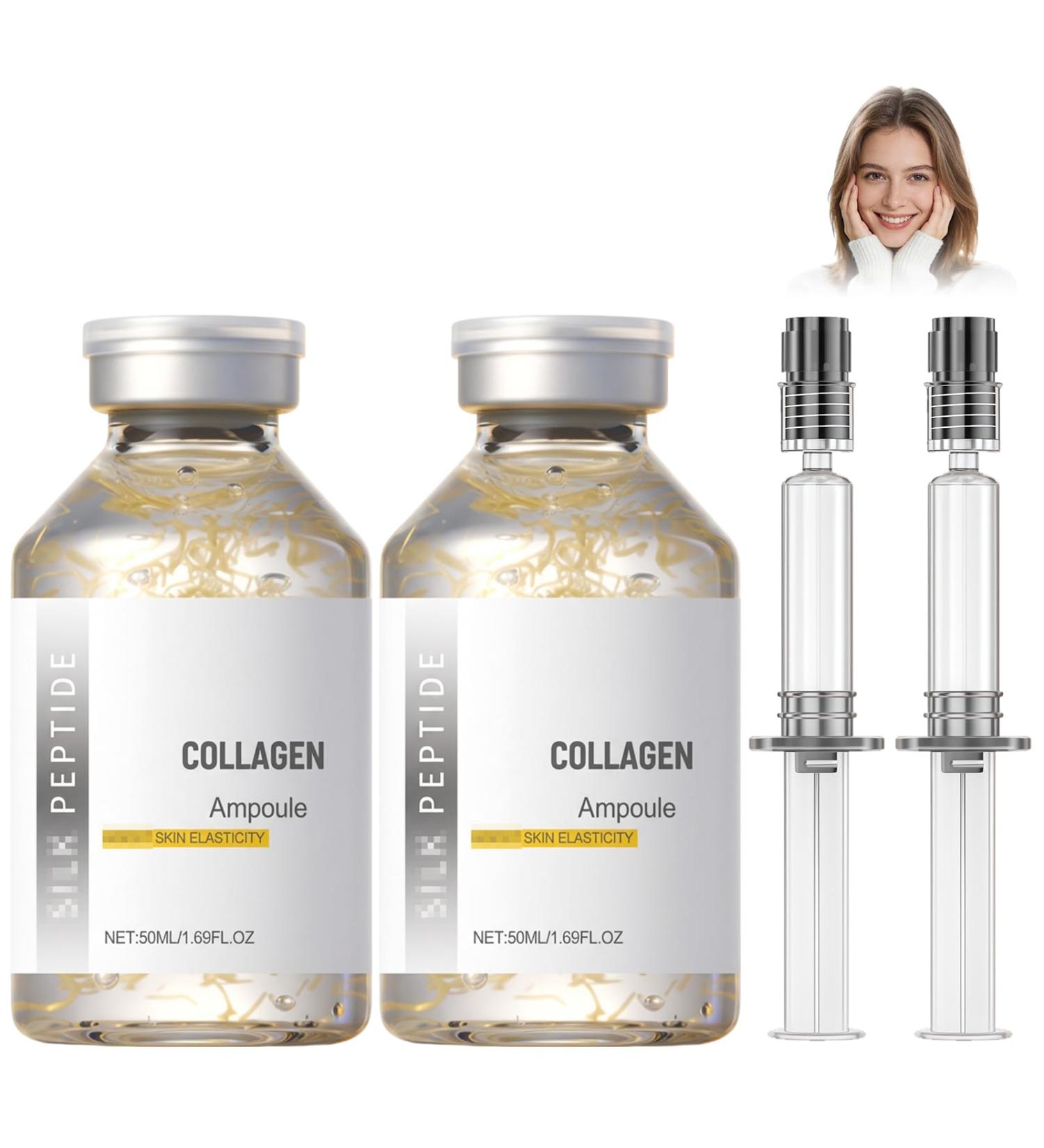 2PCS Peptide Lifting Ampoule Silkptide Lifting Ampoule Collagen Silkptide Lifting Serum Korean Anti Aging Facial Essence for Face Lifting Smoothing Hydrating 50ML - Buy Online on GoSupps.com
