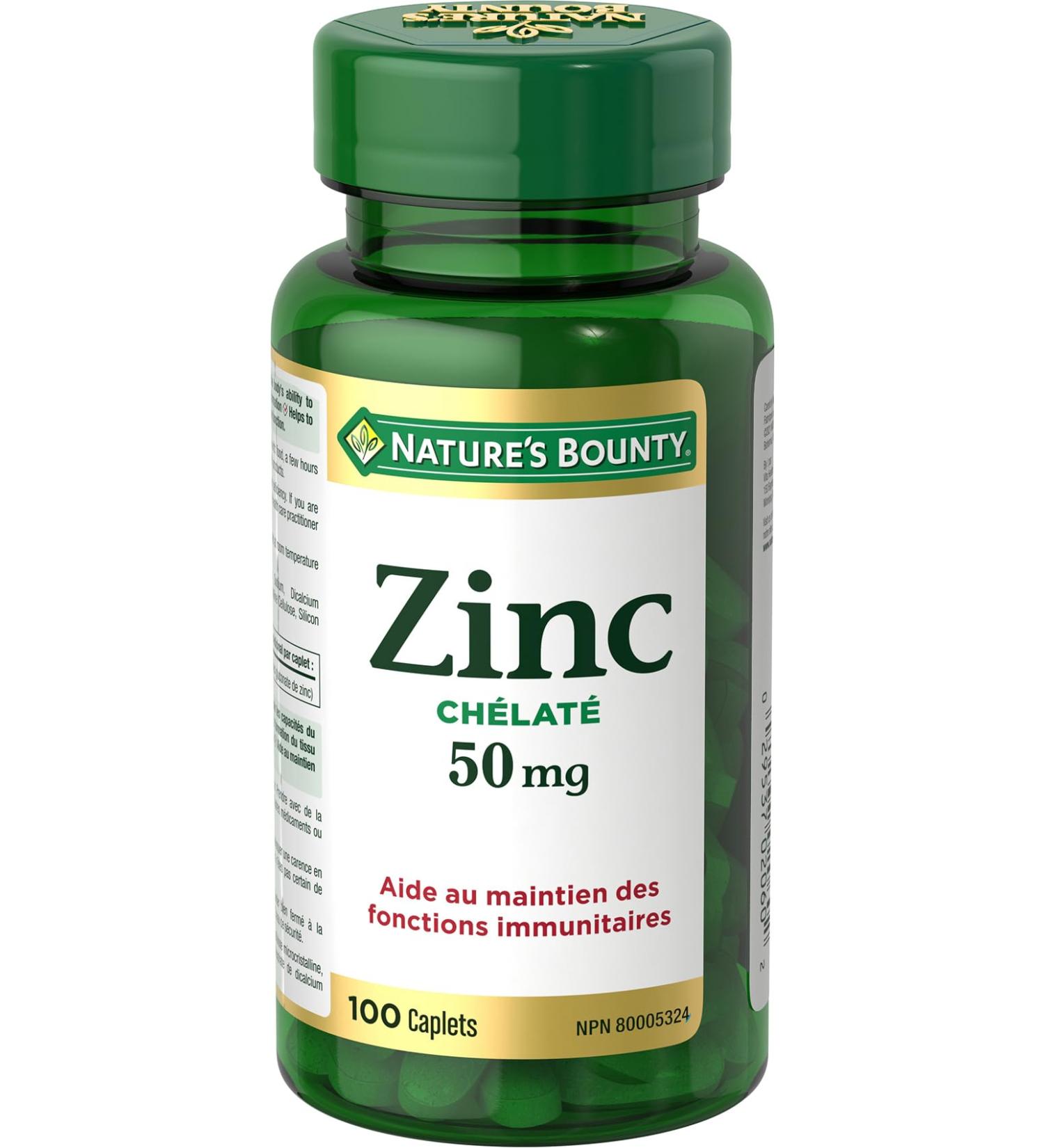 Nature's Bounty Zinc Supplement Helps Maintain Immune Function 50mg 100 caplets Multi-colored - Buy Online on GoSupps.com