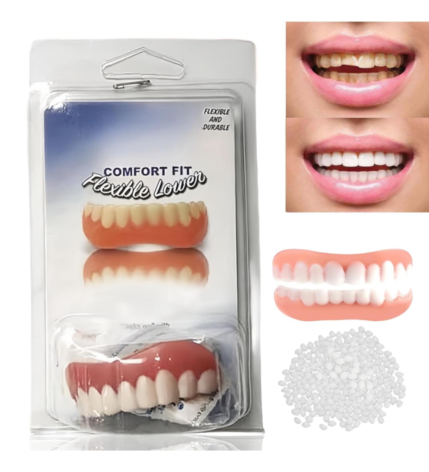 Soft Denture Reline Kit False Teeth Set Snap on Veneers Teeth Clip on Veneers Top and Bottom Denture Silicone Reline Kit Dentures for Missing Teeth Clip in Teeth Veneers Replacement Teeth for Adults - Buy Online on GoSupps.com