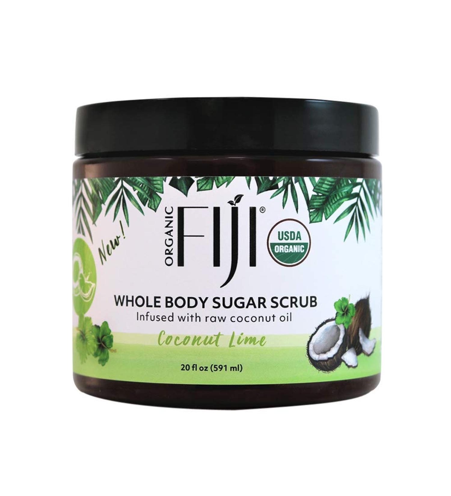 Organic Fiji Whole Body Scrub - Infused with Coconut Oil Exfoliating Sugar Scrub for Smooth and Soft Skin Exfoliates & Restores Skin's Natural Biosphere Coconut Lime 20 oz - Buy Online on GoSupps.com
