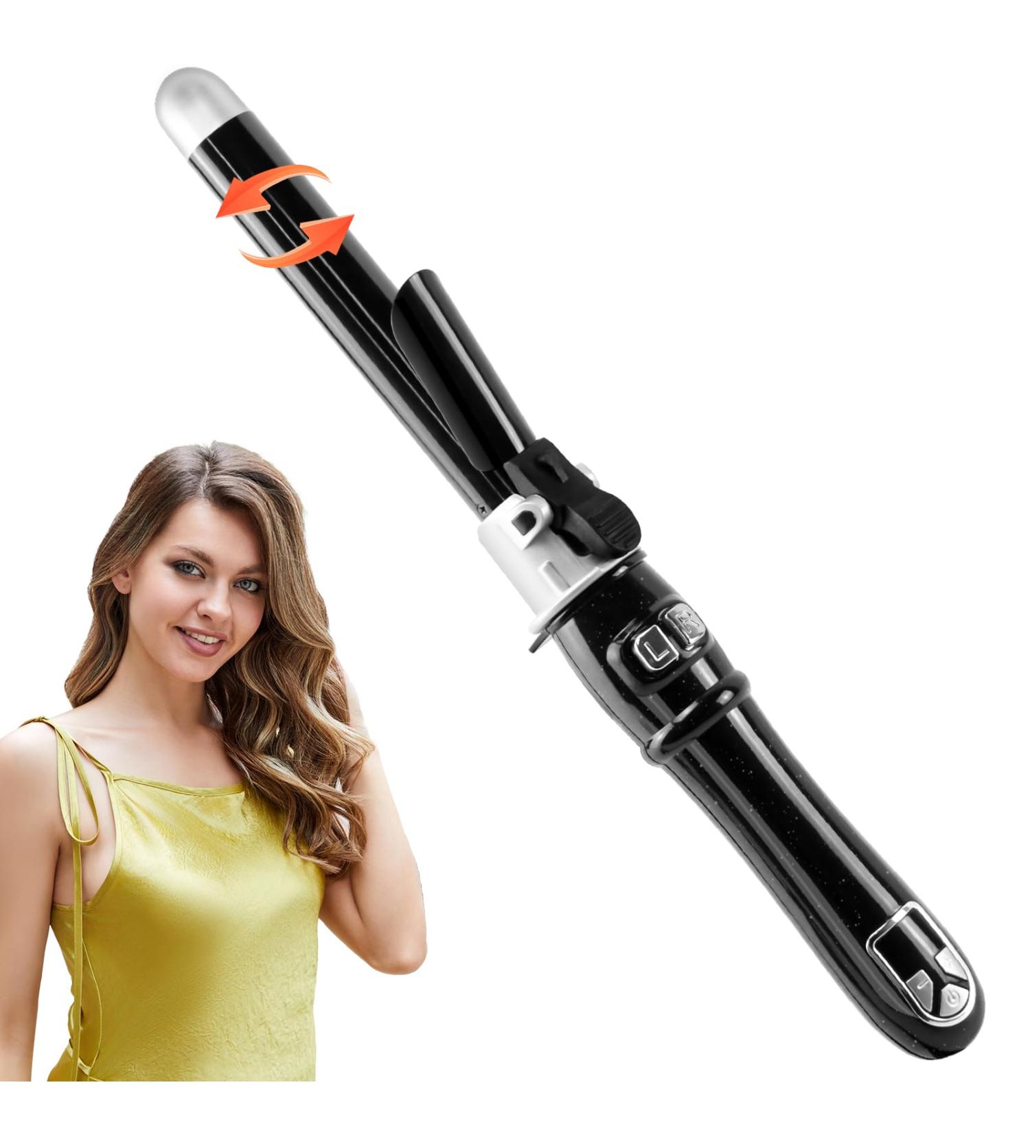Hair Curler Automatic Curling Iron: 1.1inch Waver Hair Tool with 30s Instant Heat - Rotating Curling Wand Black - Buy Online on GoSupps.com