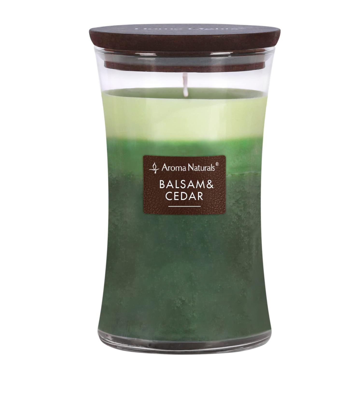 Aroma Naturals 3-Layer Scented Candle 21.52 oz - Balsam & Cedar | 100-Hour Burn Time | Soy Wax | Aromatherapy Candle with Wooden Lid - Buy Online on GoSupps.com