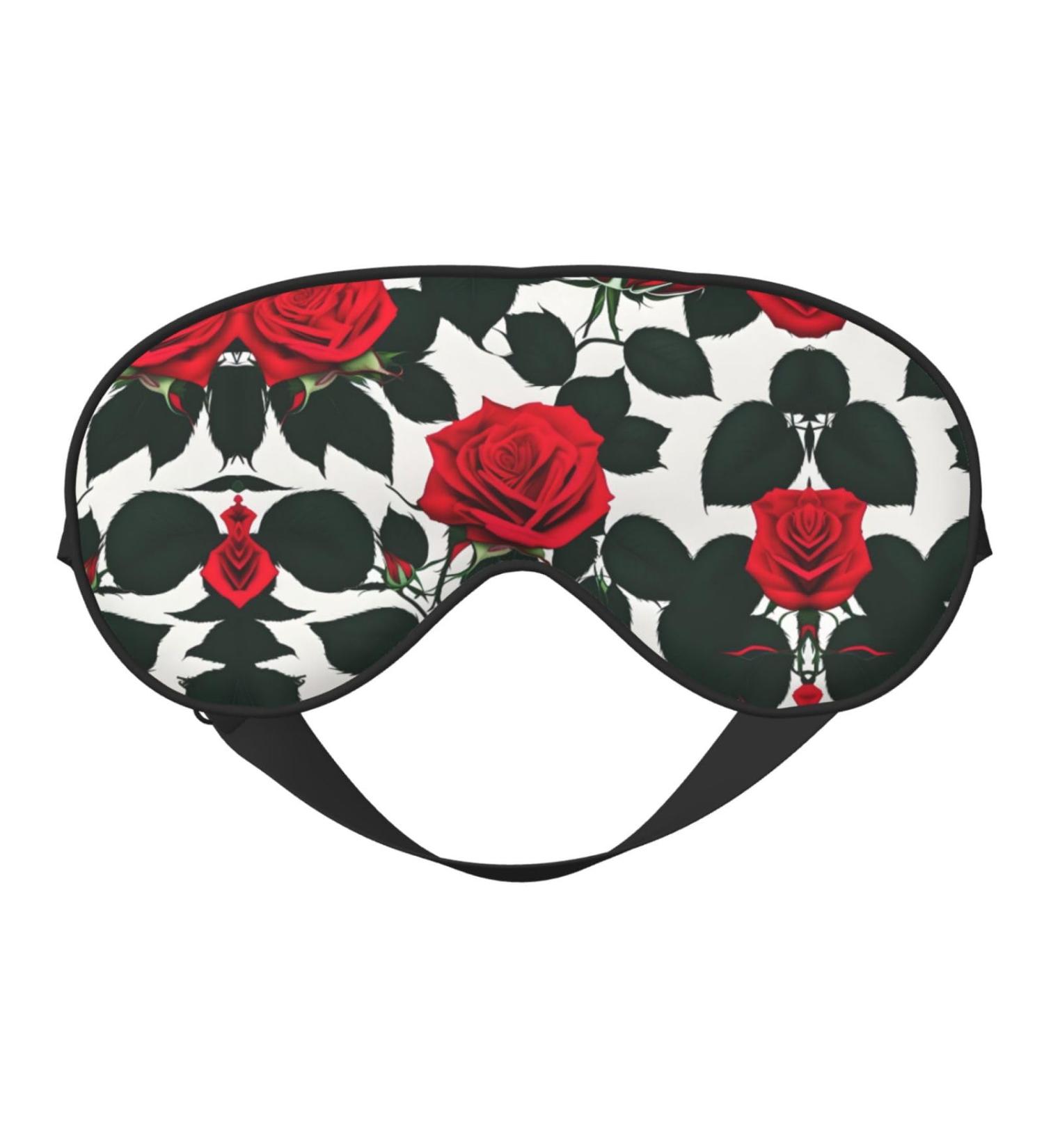 SSIMOO Rustic Red Rose Print Double-Sided Eye Mask | Soft Light Blocking Sleep Aid | Perfect for Travel & Home - Buy Online on GoSupps.com