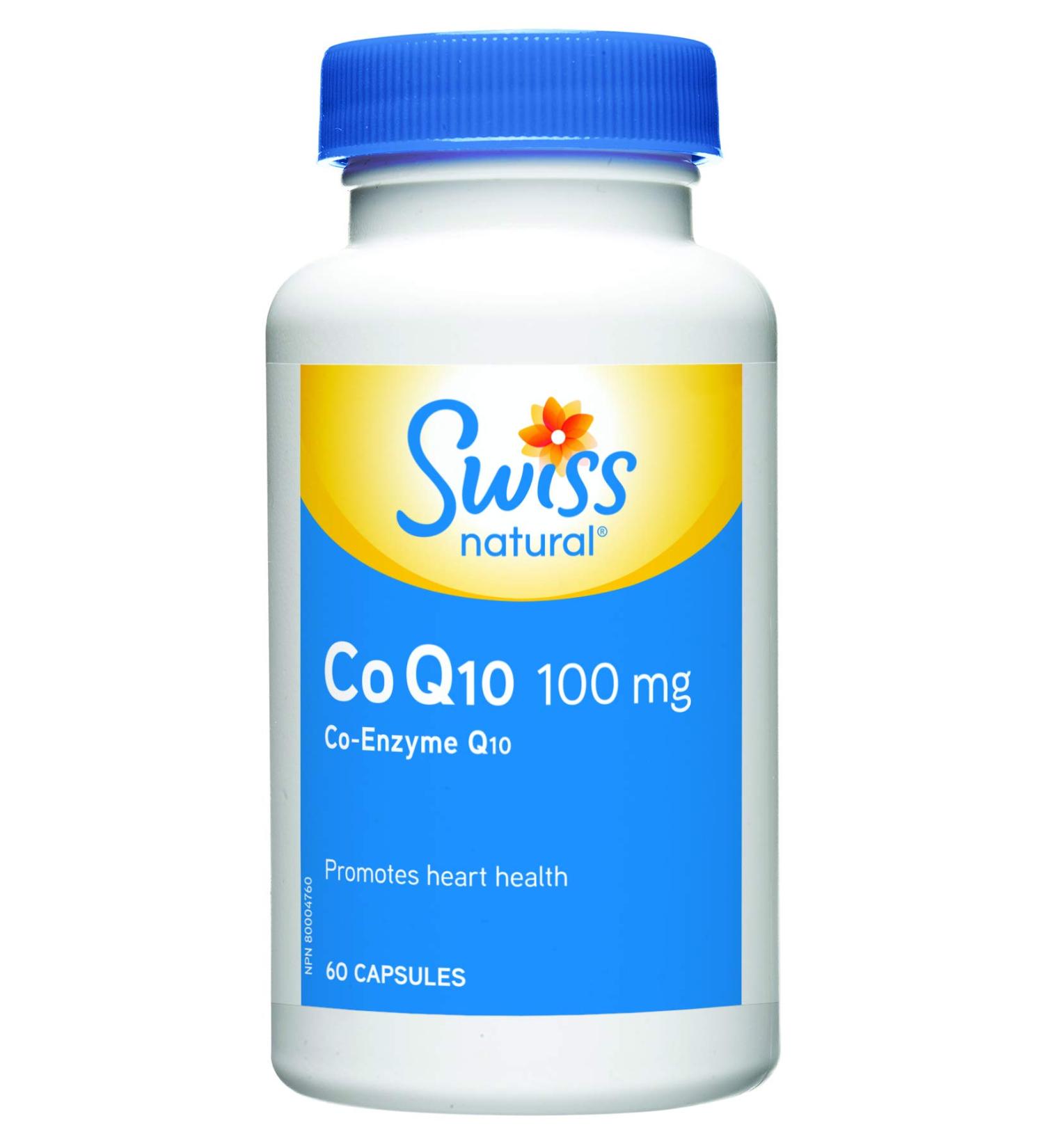Swiss Natural Co Q10 (co-enzyme Q10) 100mg | Promotes Cardiovascular Health | Aids Energy Production | Provides Antioxidant Protection | Non-GMO Gluten Free | 60 Soft Gel Capsules - Buy Online on GoSupps.com