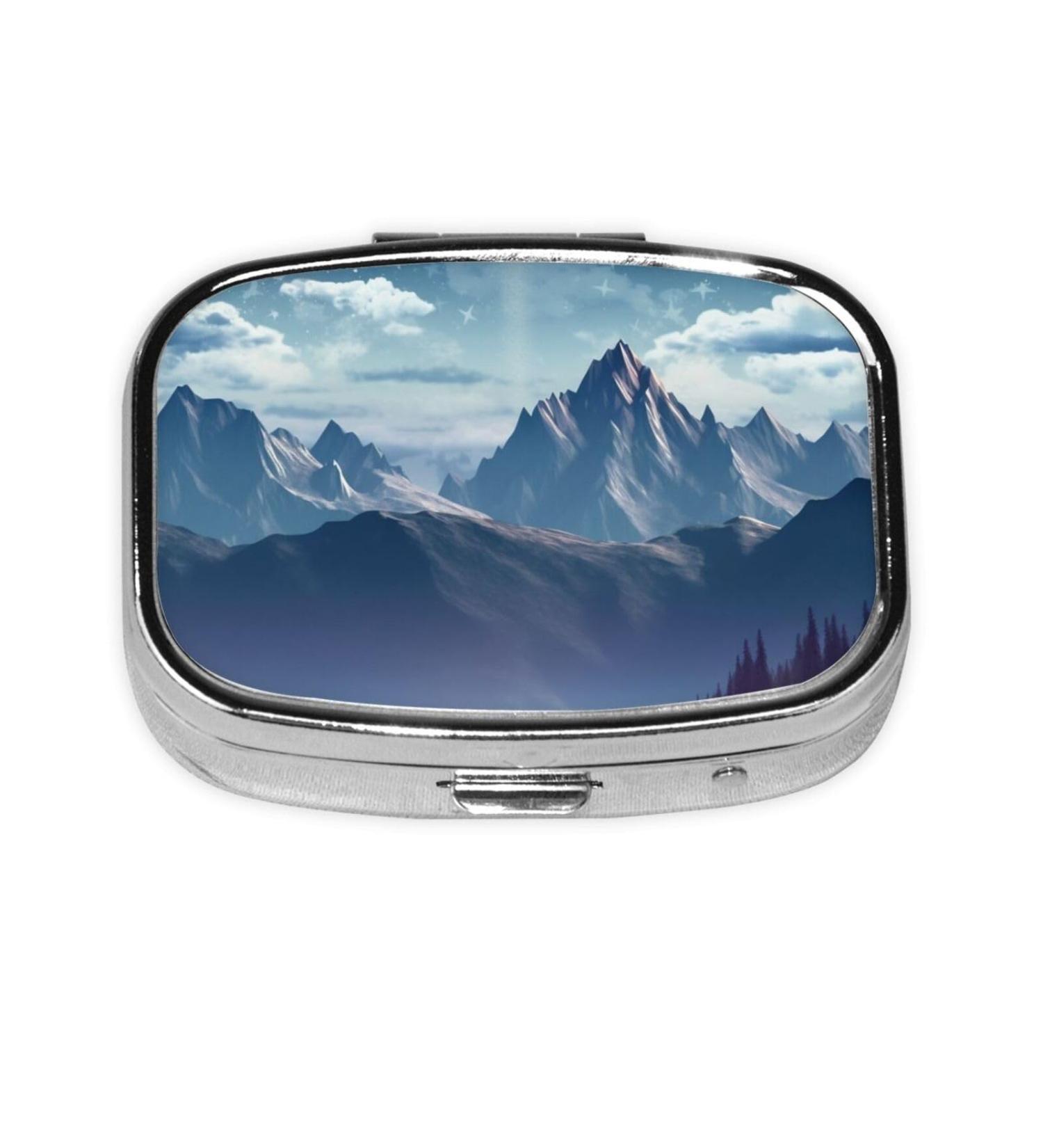 Mountain Printed Square Pill Box | Portable Travel Medicine Organiser | International Shipping - Buy Online on GoSupps.com