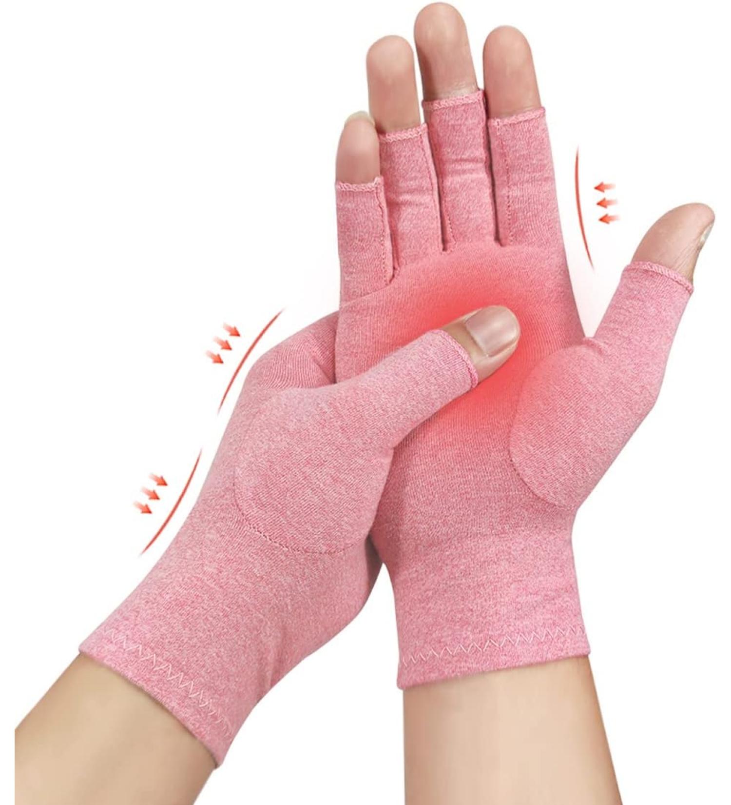 Donfri 1 Pairs Arthritis Gloves Fingerless for Women and Men - Pink  - 1 Pair - M - Buy Online on GoSupps.com