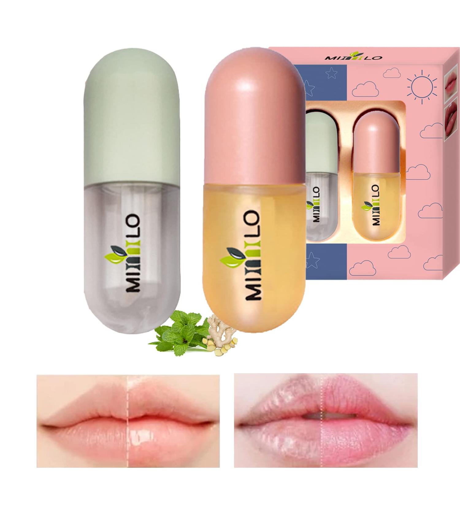 Rosarden Lip Plumper Set | Lip Filler & Plumping Gloss Duo for Bigger, Fuller Lips | Moisturizing, Anti-Wrinkle Formula | 2PCS 5.5ML Day/Night Plumper - Buy Online on GoSupps.com