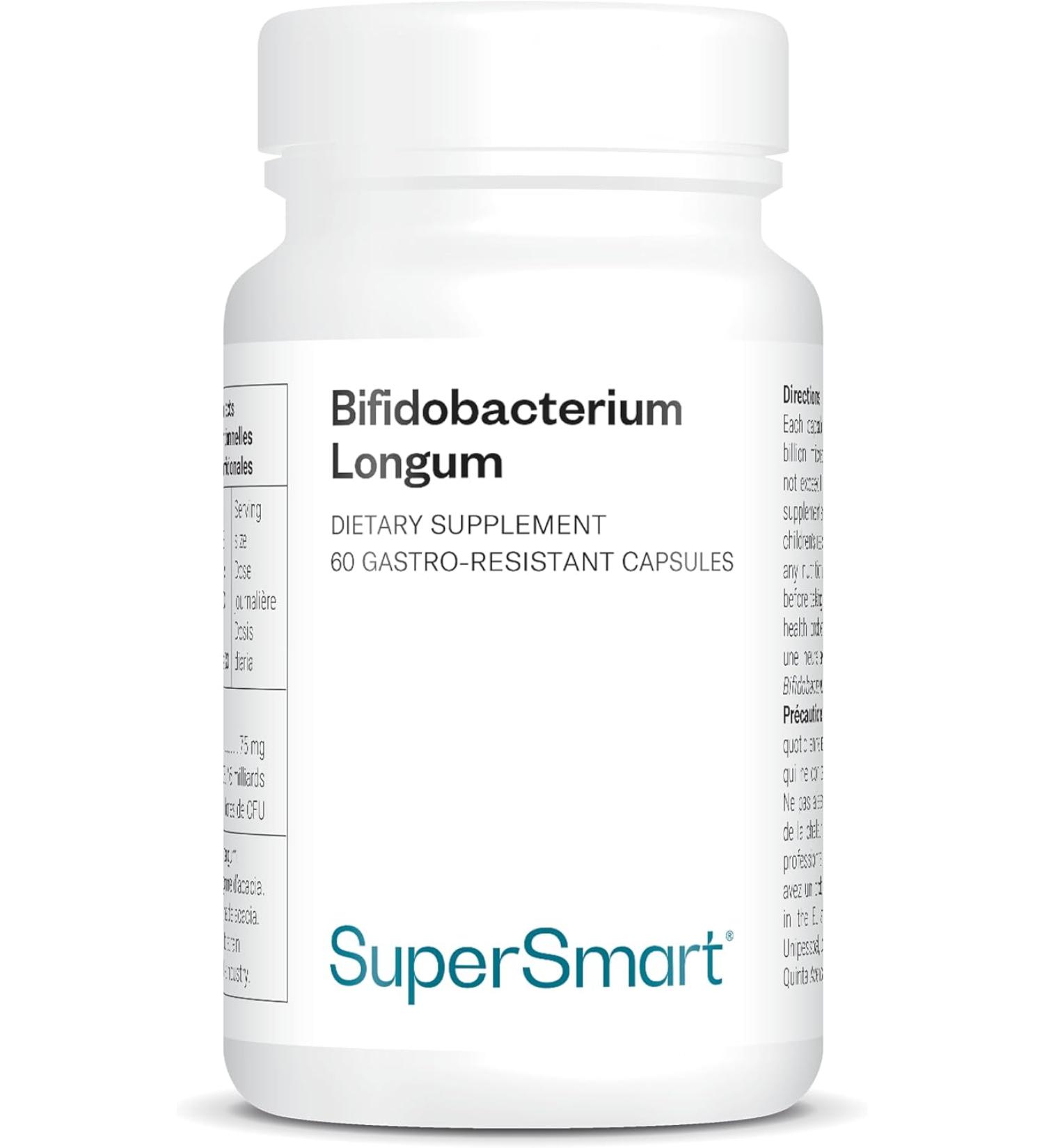 Supersmart Bifidobacterium Longum 75 mg Probiotics | Intestinal Health & Flora | Non-GMO & Gluten-Free | 60 Capsules - Buy Online on GoSupps.com