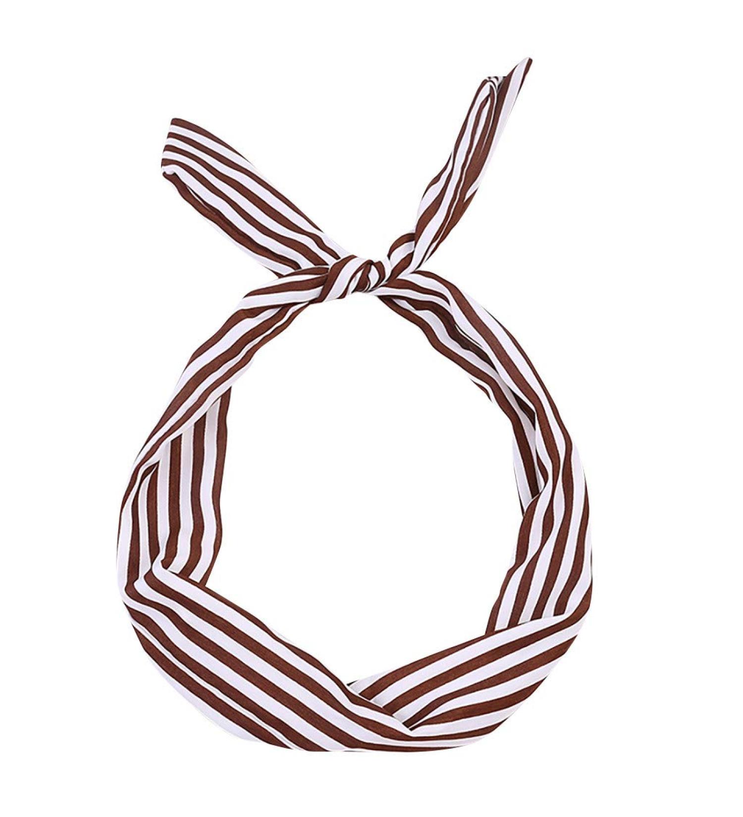 Wire hair band Classic simply headband stripes ywlink retro 1950 women cotton knitted twisted soft turban head packaging (B coffee) B coffee head circumference: 48-58 cm / 189-228