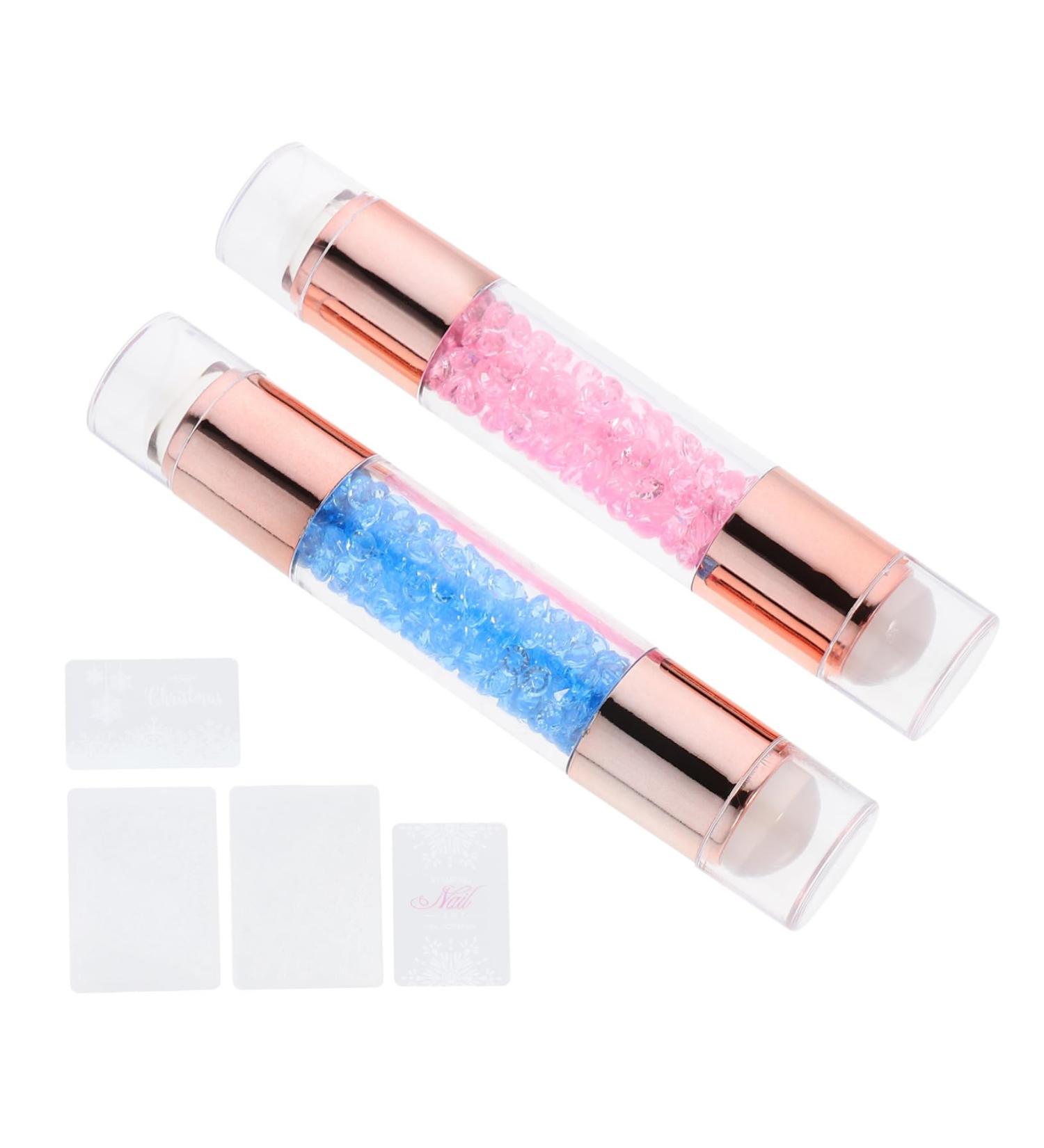 minkissy 4 Pcs Nail Stamp Manicure Silicone Stamper Nail Art Stamping Tools Nail Scraper Stamper Stamp Image Plate Nail Art Tools Manicure Art Stamper Silica Gel Nail Polish Double Sided 11.5X2X2CMx2pcs Blue Pinkx2pcs - Buy Online on GoSupps.com