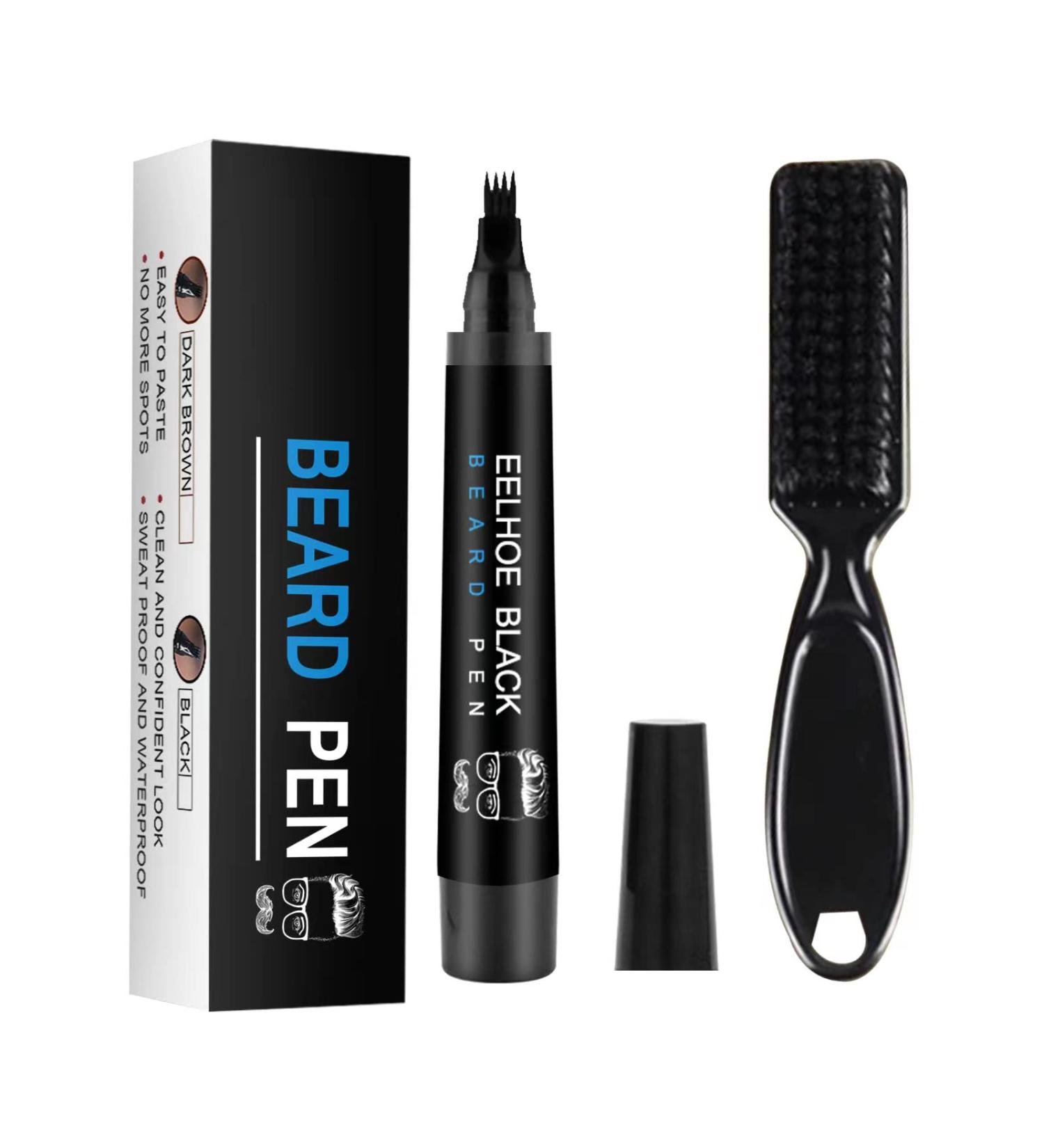 Waterproof Beard Pencil Filler for Men - Black Beard Dye Kit with Bristle Brush - Long Lasting Coverage for Beard, Moustache & Eyebrows - Buy Online on GoSupps.com