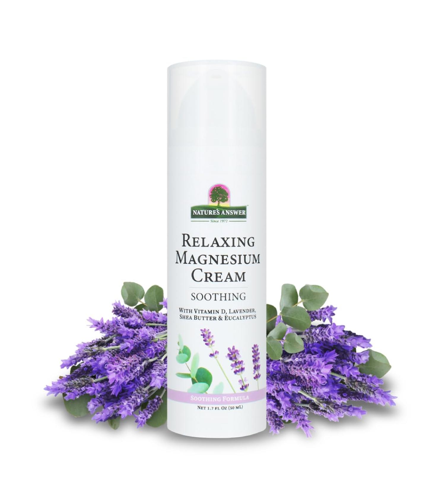 Nature's Answer Relaxing Magnesium Cream 1.7 oz Topical Magnesium with Shea Butter Olive & Lavender Oils Paraben- & Sulfate-Free Vegan & Non-GMO Skin-Soothing Body Cream - Buy Online on GoSupps.com