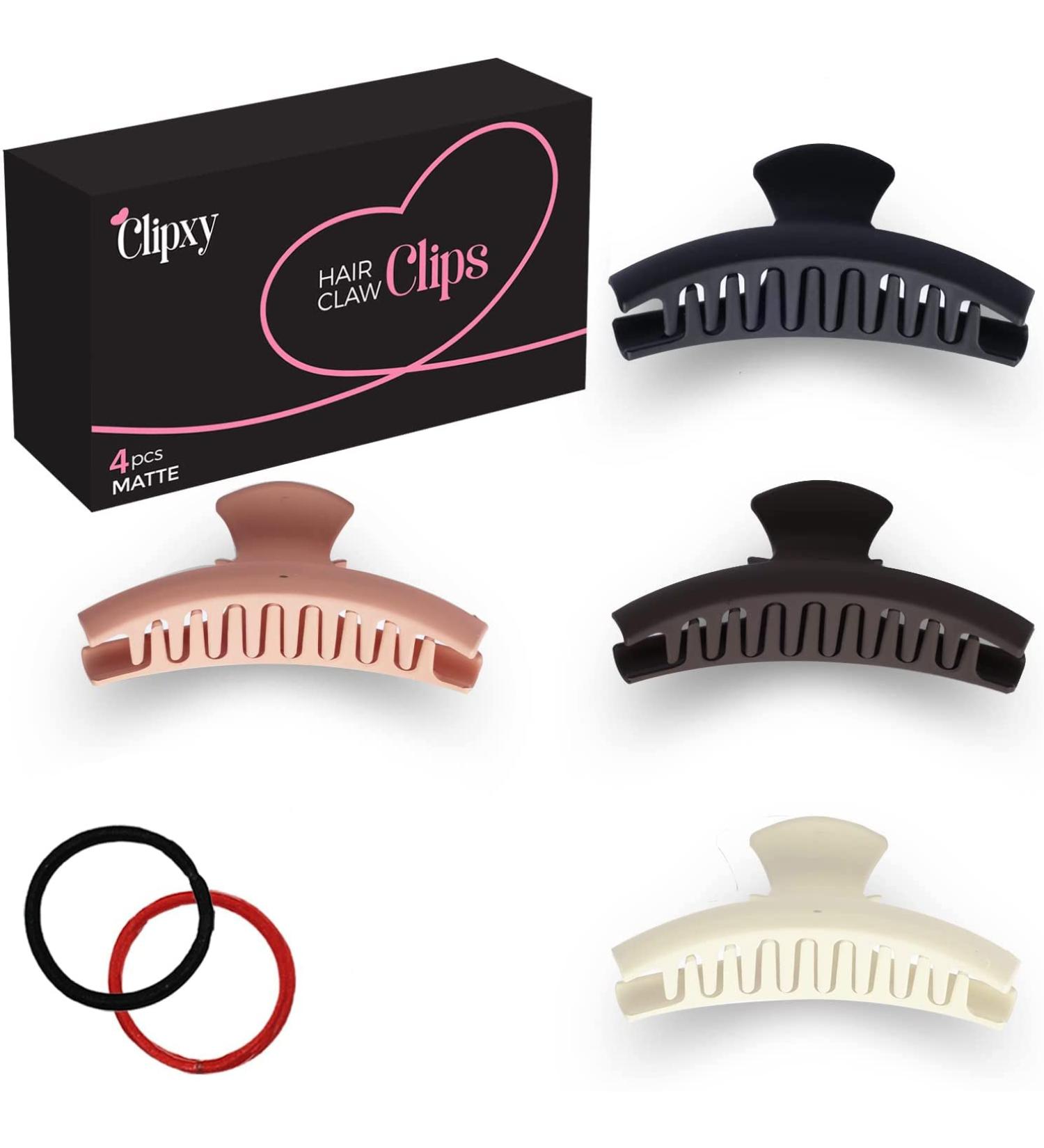 CLIPXY Premium 4.3 Inch Matte Coated Hair Claw Clips Set - 6 Pcs Bundle for Women, Sturdy & Durable, Ideal for Everyday Wear & Special Occasions - Buy Online on GoSupps.com