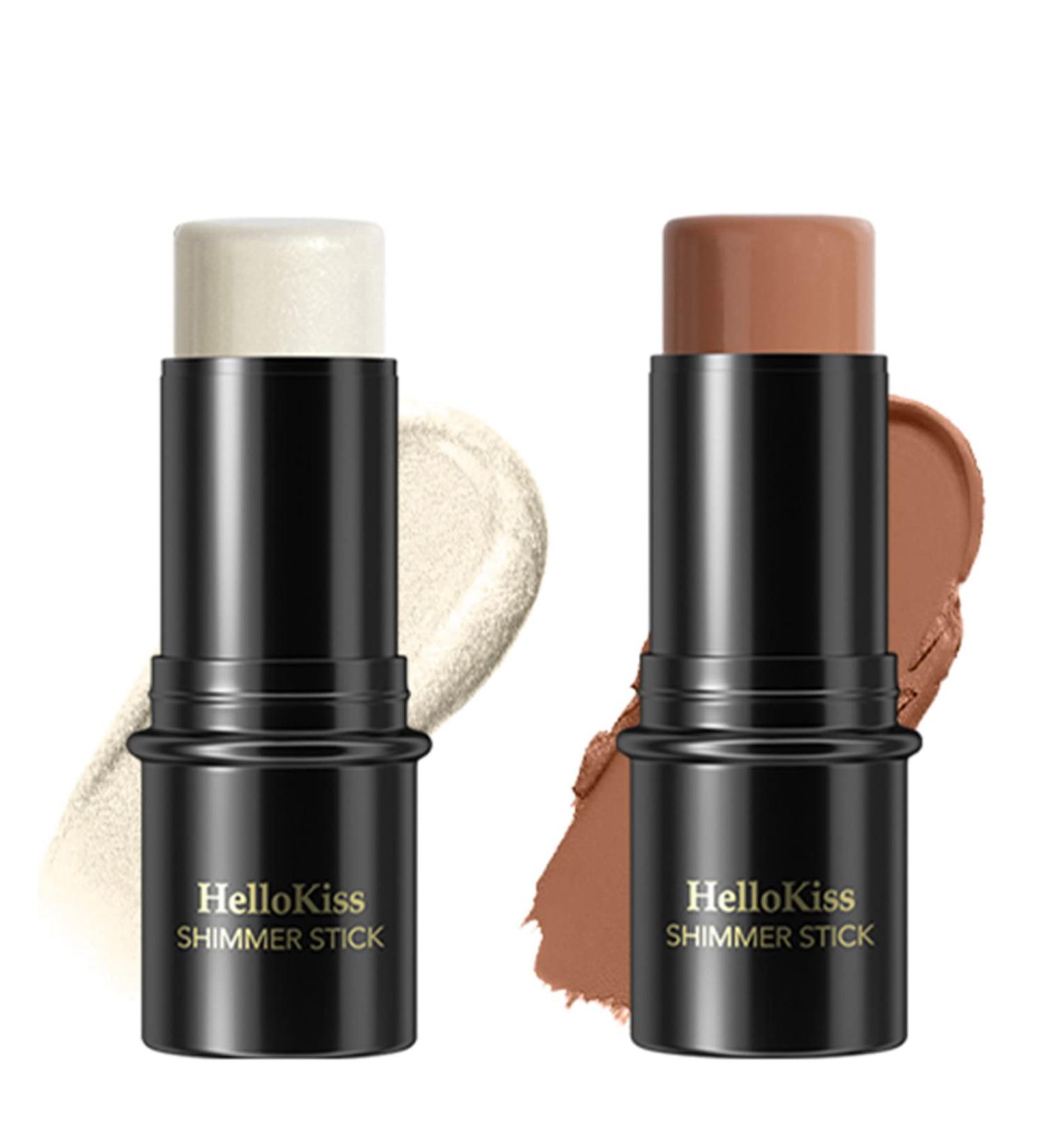 2Pcs Contour Highlighter Stick Duo - Cream Foundation & Bronzer Pen for Long-Lasting Highlighting & Shading Makeup - Shades 02+07 - Buy Online on GoSupps.com