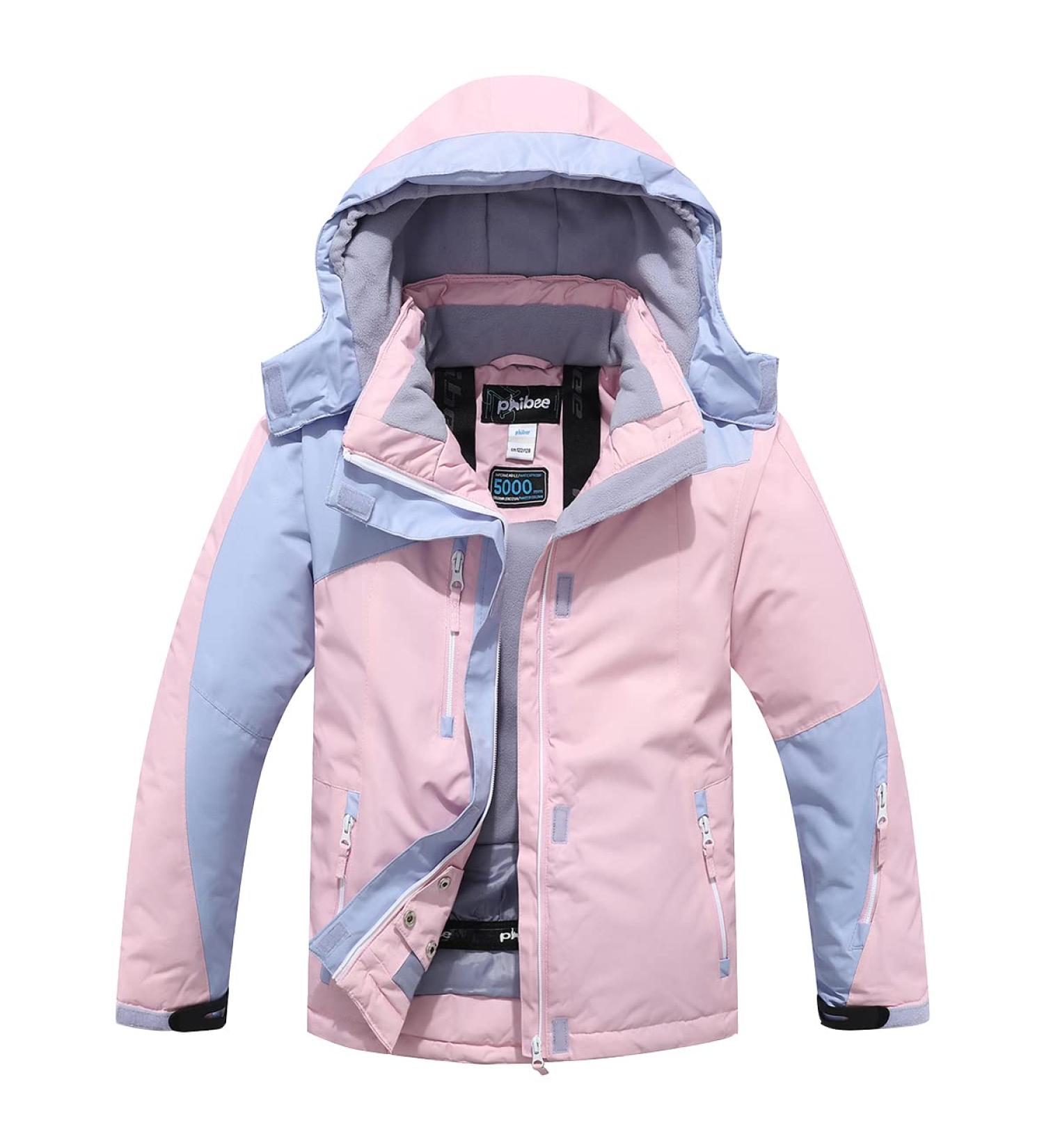 PHIBEE Girls' Pink/Purple Ski Jacket - Size 8 | Waterproof & Windproof - Buy Online on GoSupps.com
