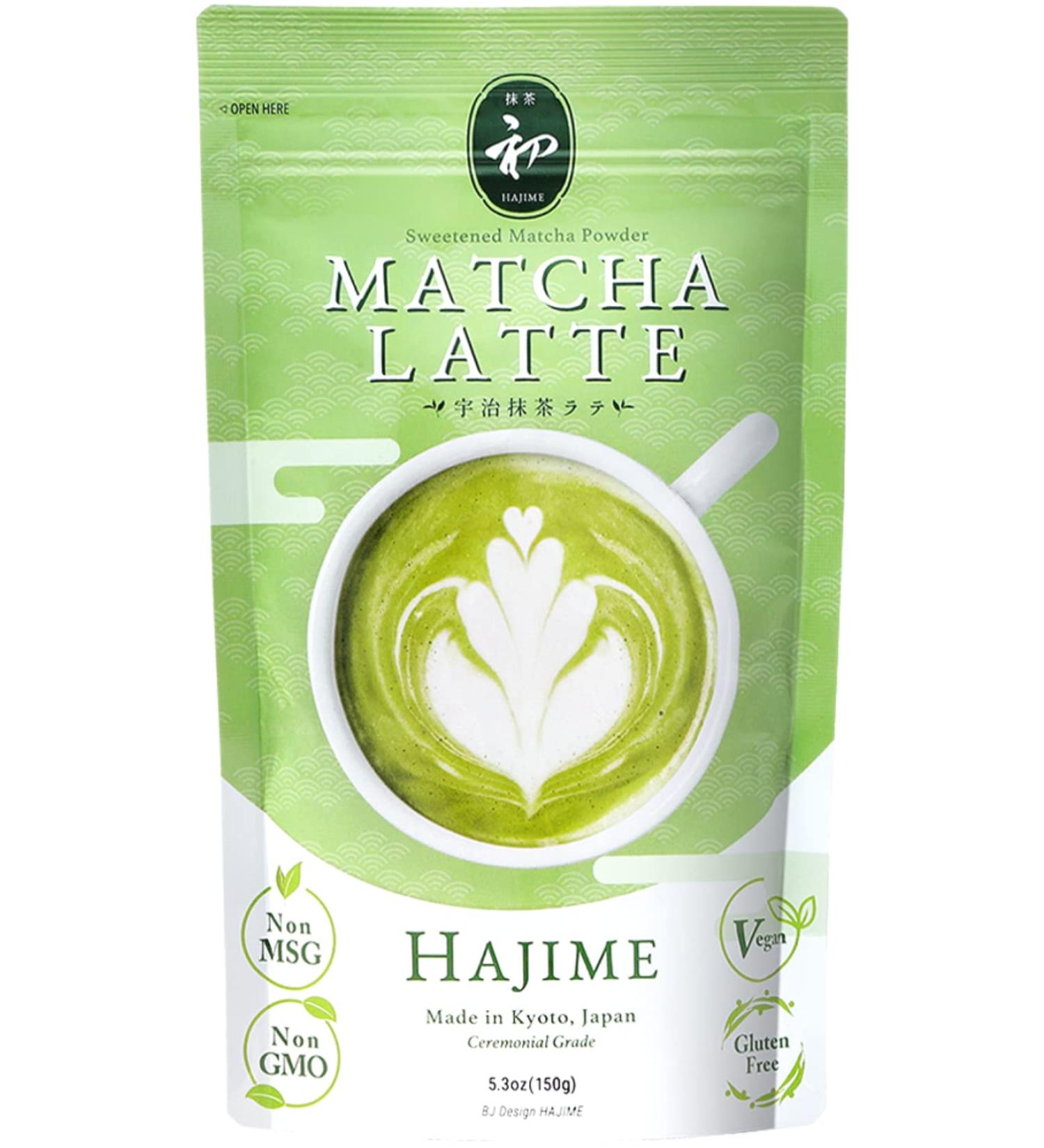 BJDesign Matcha Latte Powder: Authentic Japanese Sweetened Matcha Green Tea - Non GMO, Vegan, Gluten Free - 5.3 oz - Buy Online on GoSupps.com
