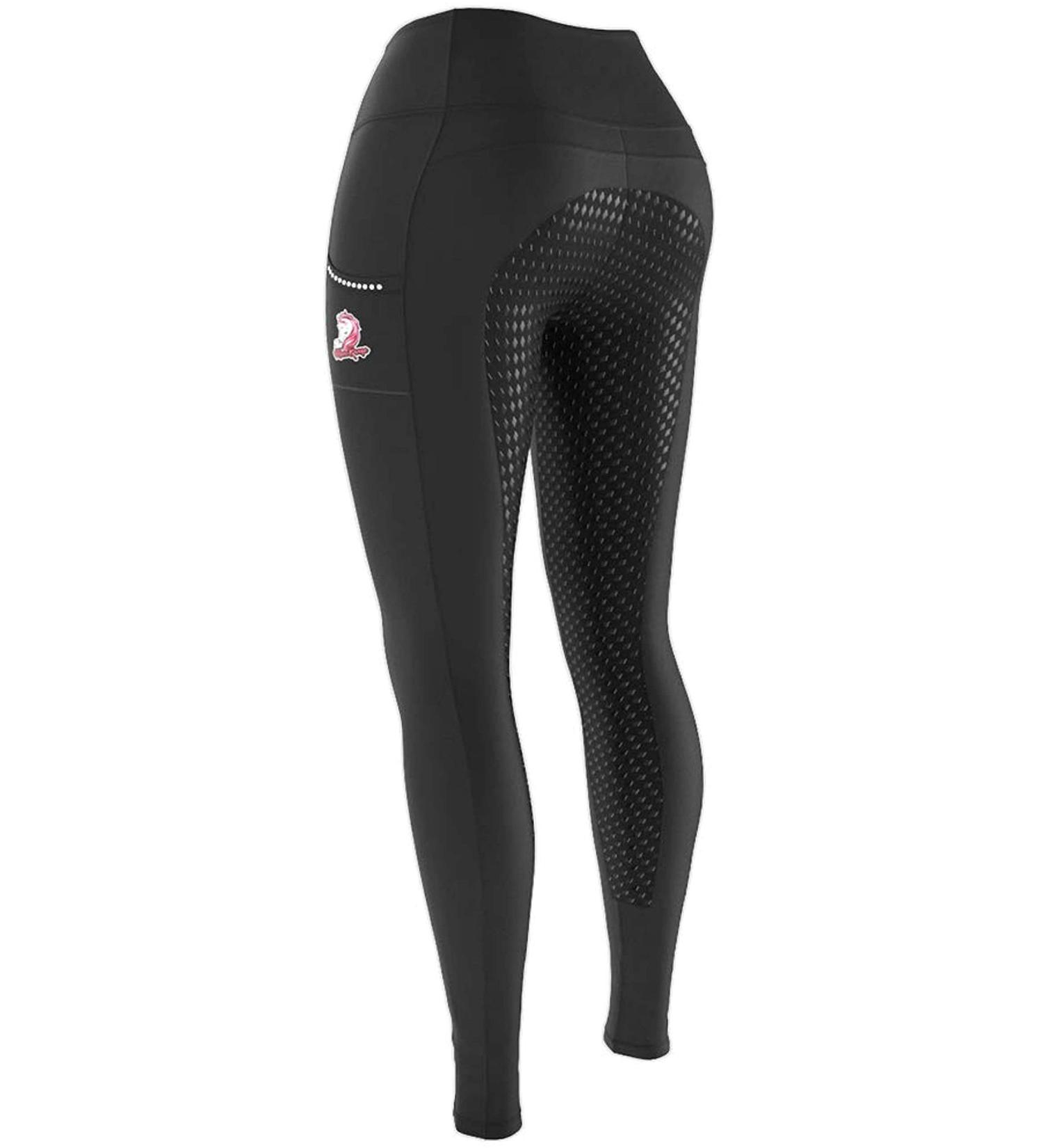 The Mane Range Horse Riding Pants for Women | Equestrian Breeches | Silicon Seat Riding Tights X-Large Midnight Black