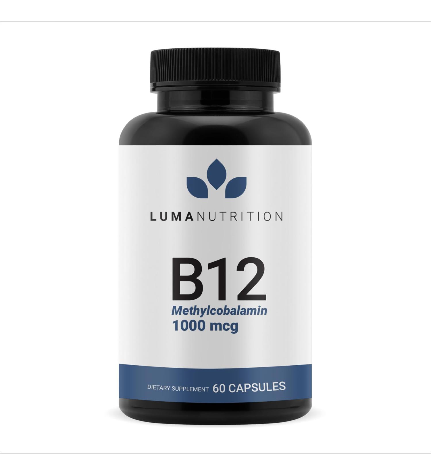 Luma Nutrition Vitamin B12 Methylcobalamin 1000 mcg - High Potency Vegan Supplements for Men & Women - Energy & Metabolism - Pure B12 Vitamins - 60 Capsules - Made in USA - Buy Online on GoSupps.com