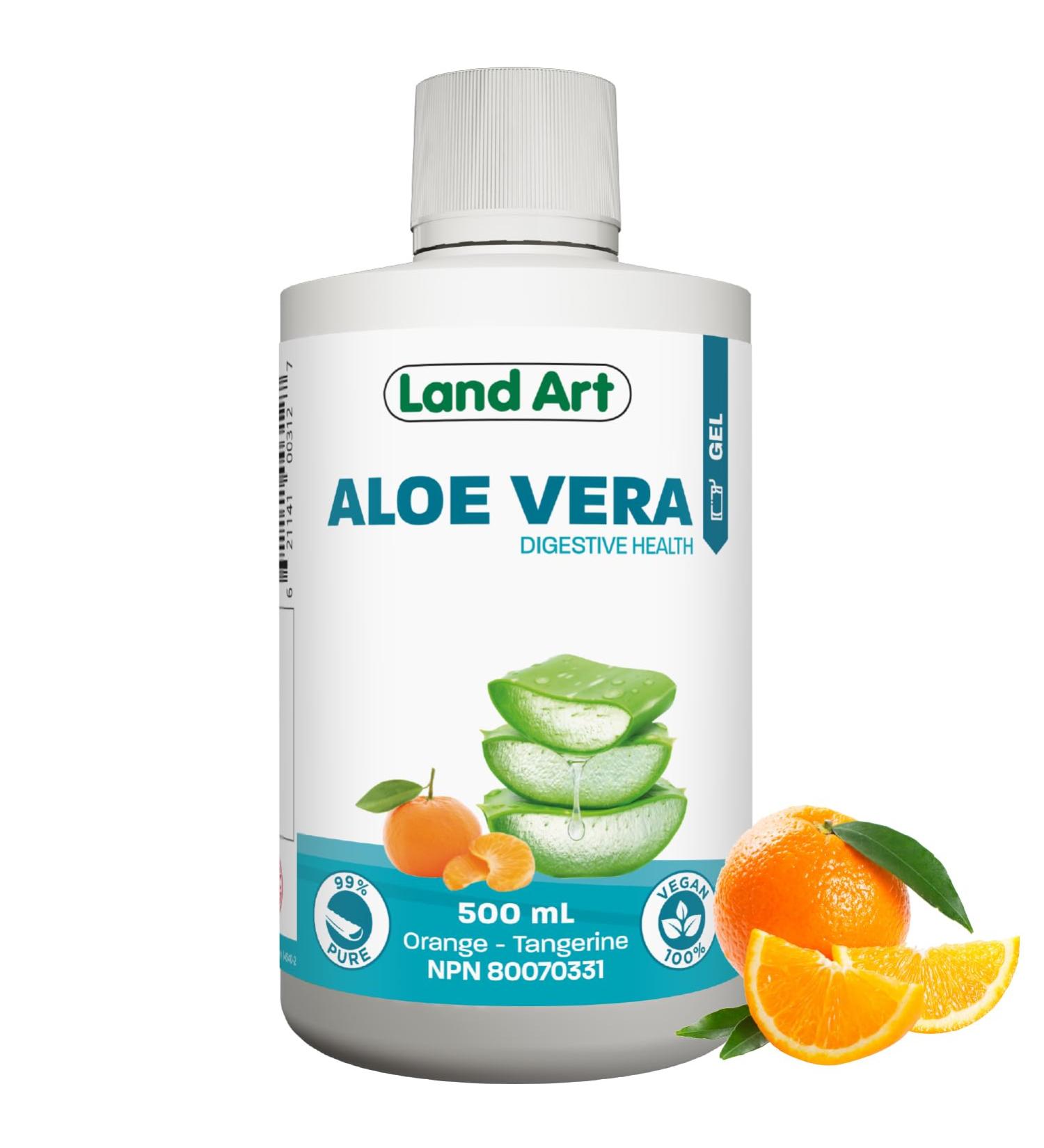 Pure Aloe Vera Gel 500ml - Orange-Tangerine Flavor - for Heartburn Relief & Acide Reflux - Made in Canada 500 ml (Pack of 1) - Buy Online on GoSupps.com
