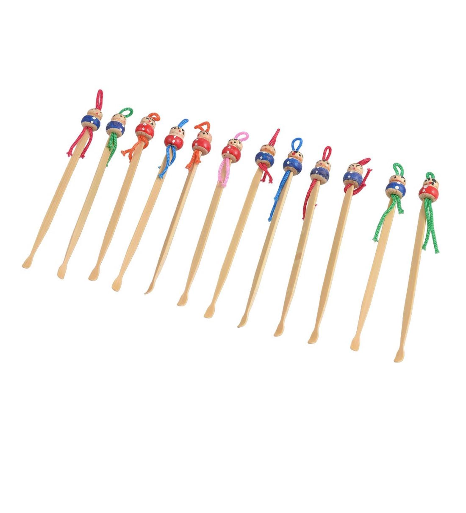 Qtqgoitem Bamboo Red Blue Doll Top Ear Earwax Curette Remover Spoon Earpick Tool 12 Pcs (Model: 026 67b 33f 255 0ae)