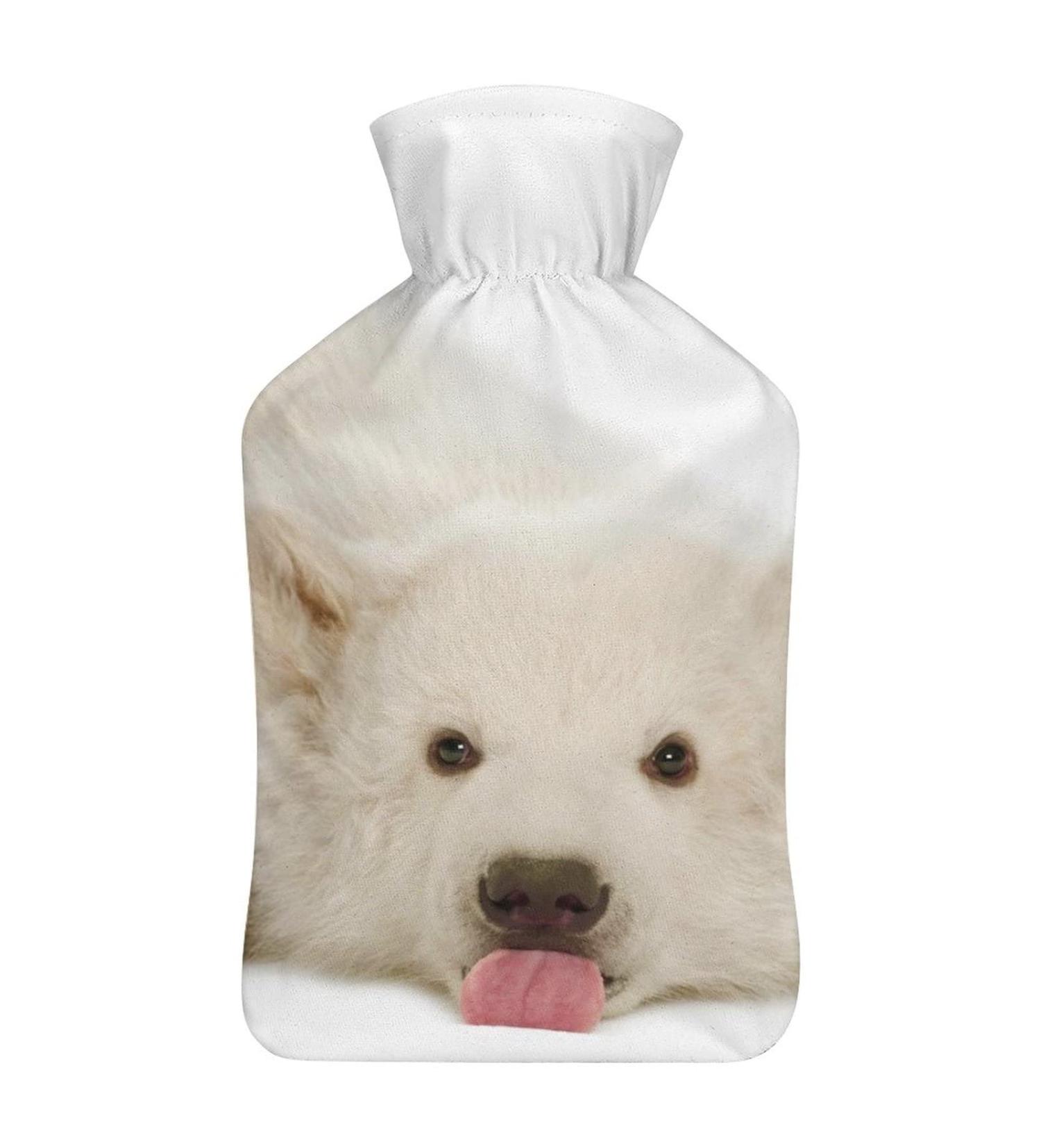 Cute Polar Bear Hot Water Bottle with Plush Cover | Warmer for Adults & Children | 26.5x15.3cm - International Shipping Available - Buy Online on GoSupps.com