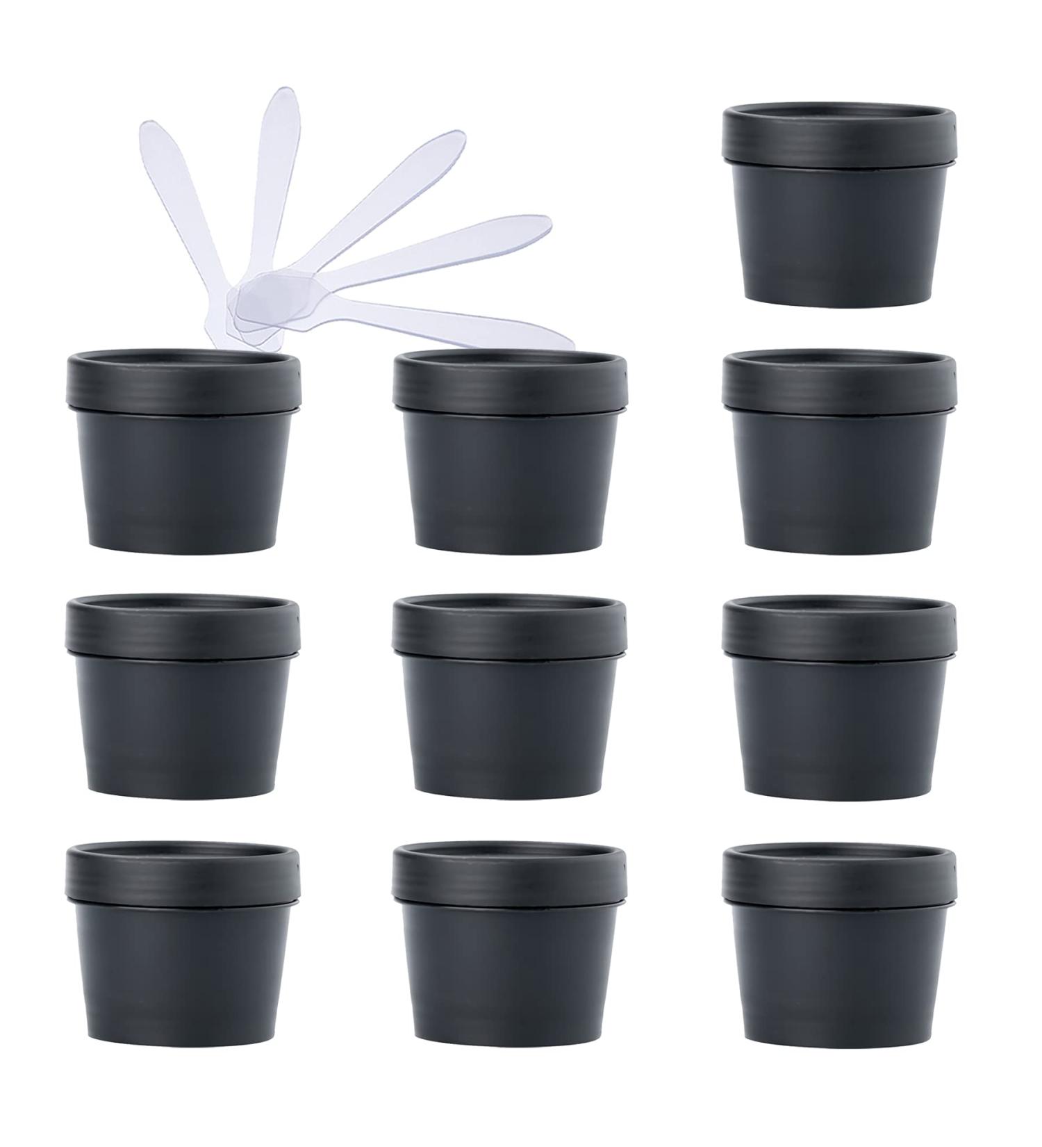 Tianzd 10-Pack 100ml Black Empty Cans with Lids | Cosmetic Containers & 5 Spatulas for Cream Mask and Ointment | Durable Plastic Storage Solutions - Buy Online on GoSupps.com