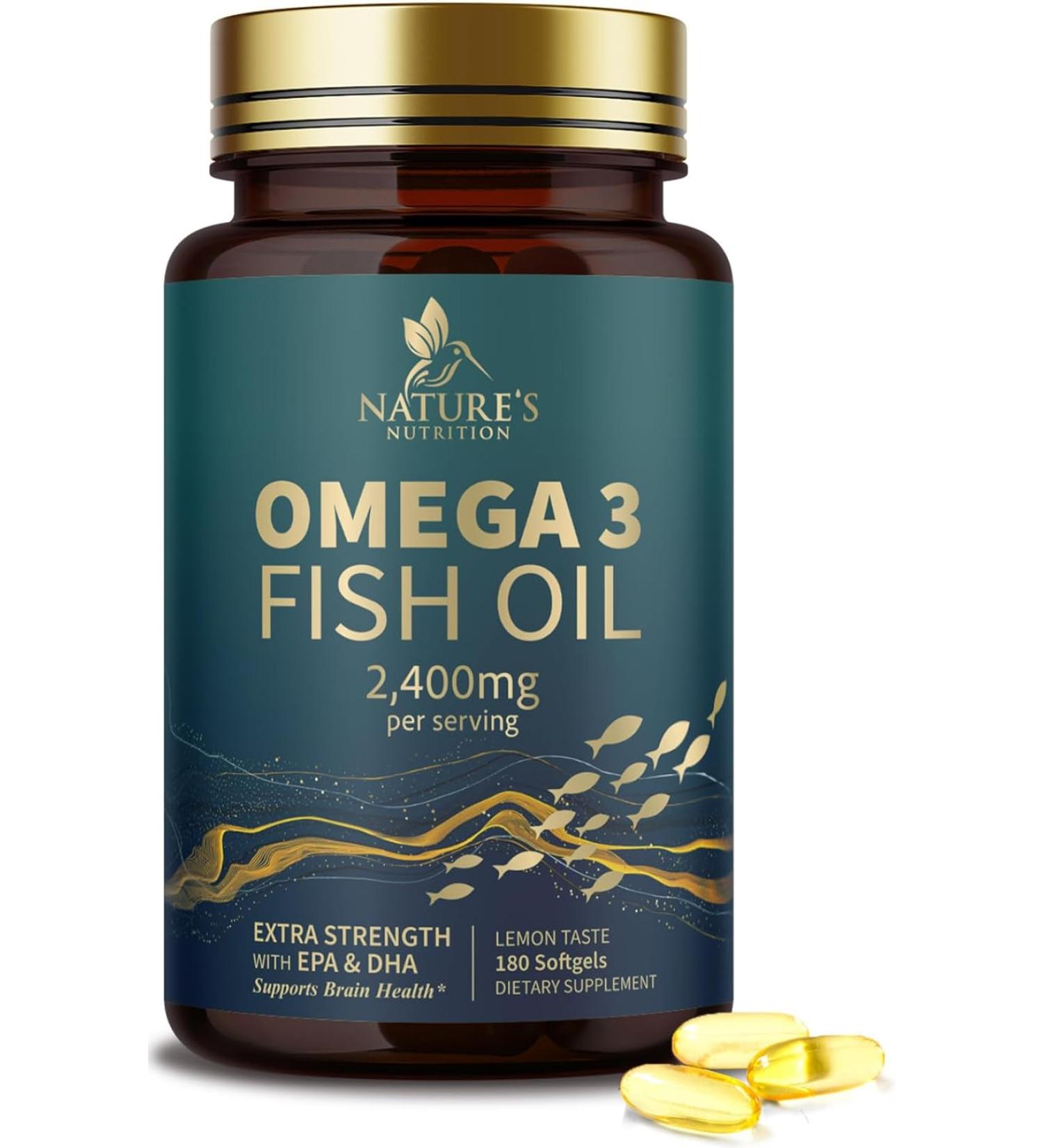 Nature's Nutrition Omega 3 Fish Oil 2400 Mg  - Lemon  - Buy Online on GoSupps.com