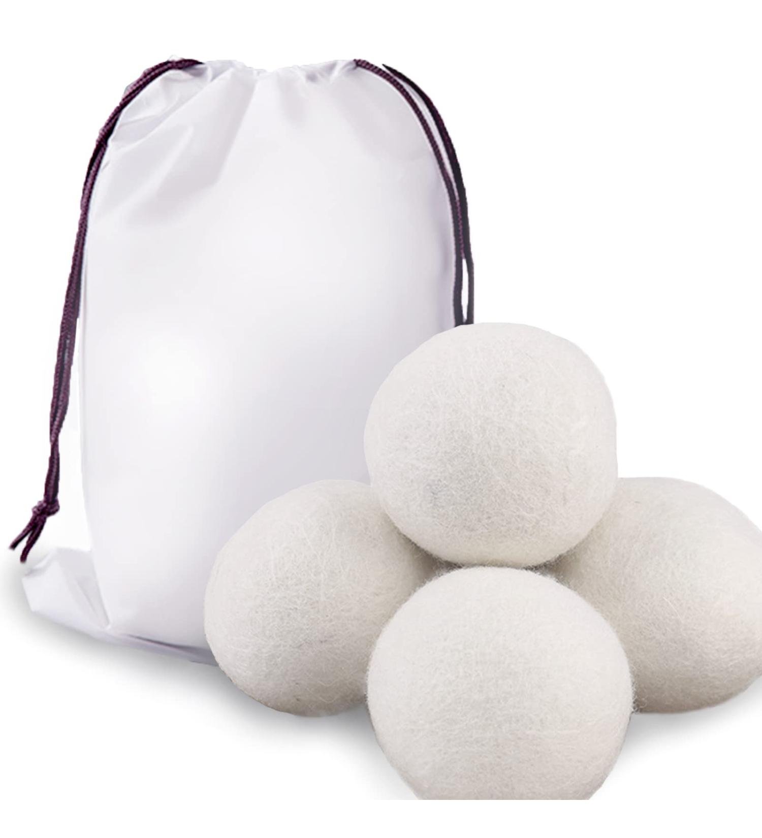 Wool Dryer Balls - 4PCS Natural Fabric Softener | 100% Organic New Zealand Wool | Reusable Anti-Static & Eco-Friendly | Reduces Drying Time & Wrinkles - Buy Online on GoSupps.com