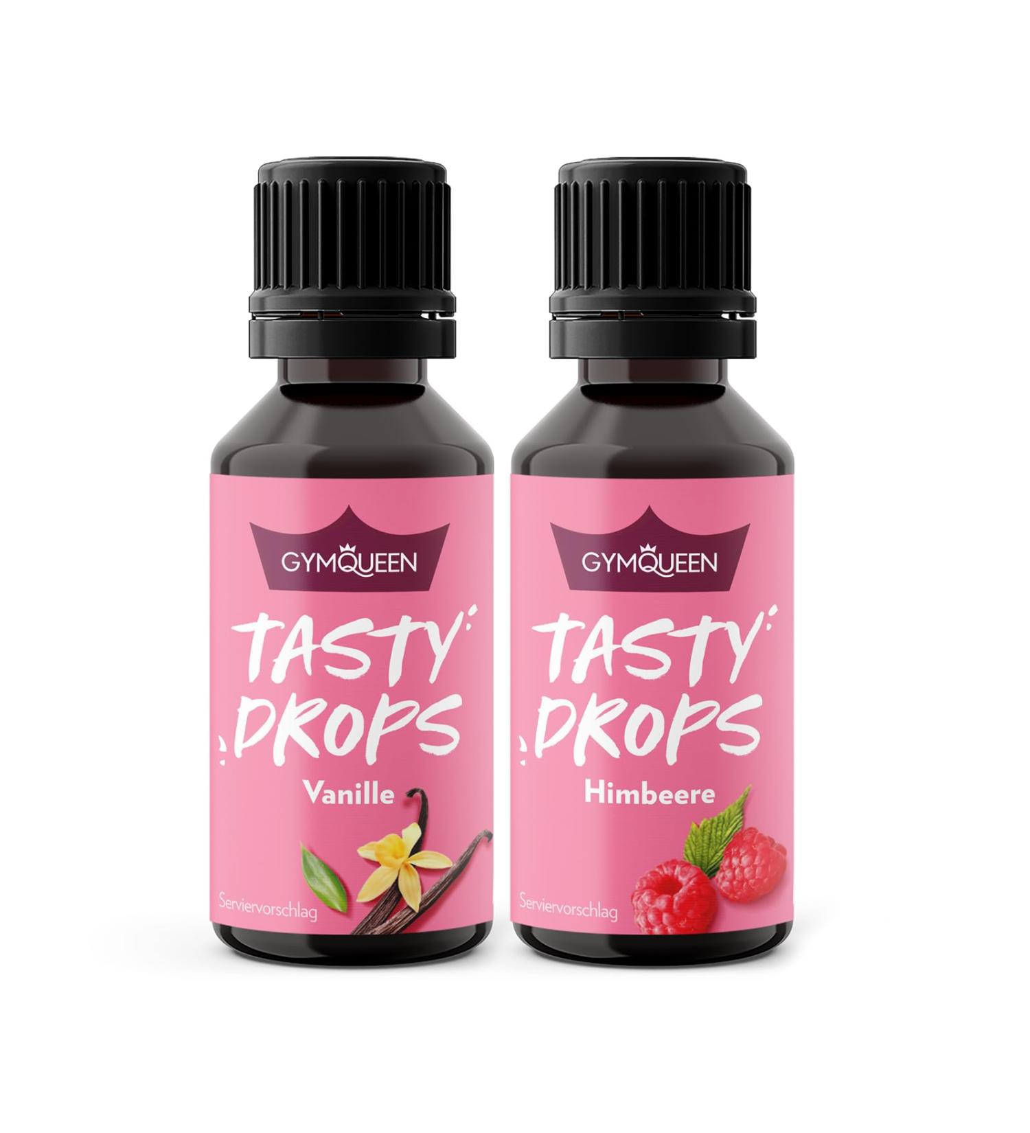 Buy GymQueen Tasty Drops Vanilla & Raspberry - Zero Calorie Flavor Drops 2x30ml for Delicious Fitness Boost - Buy Online on GoSupps.com