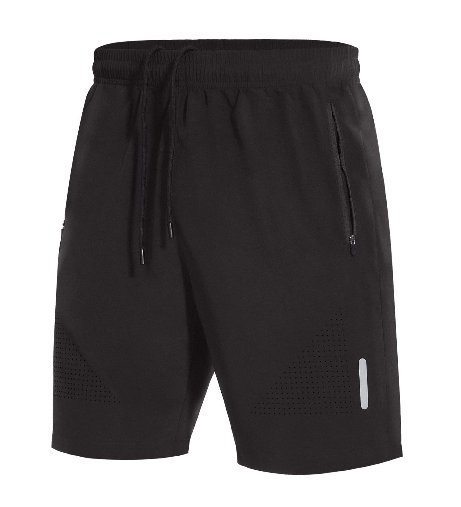 Sihohan Men's Sport Shorts - Quick Drying Zippered Black Trousers for Sports & Leisure - Buy Online on GoSupps.com