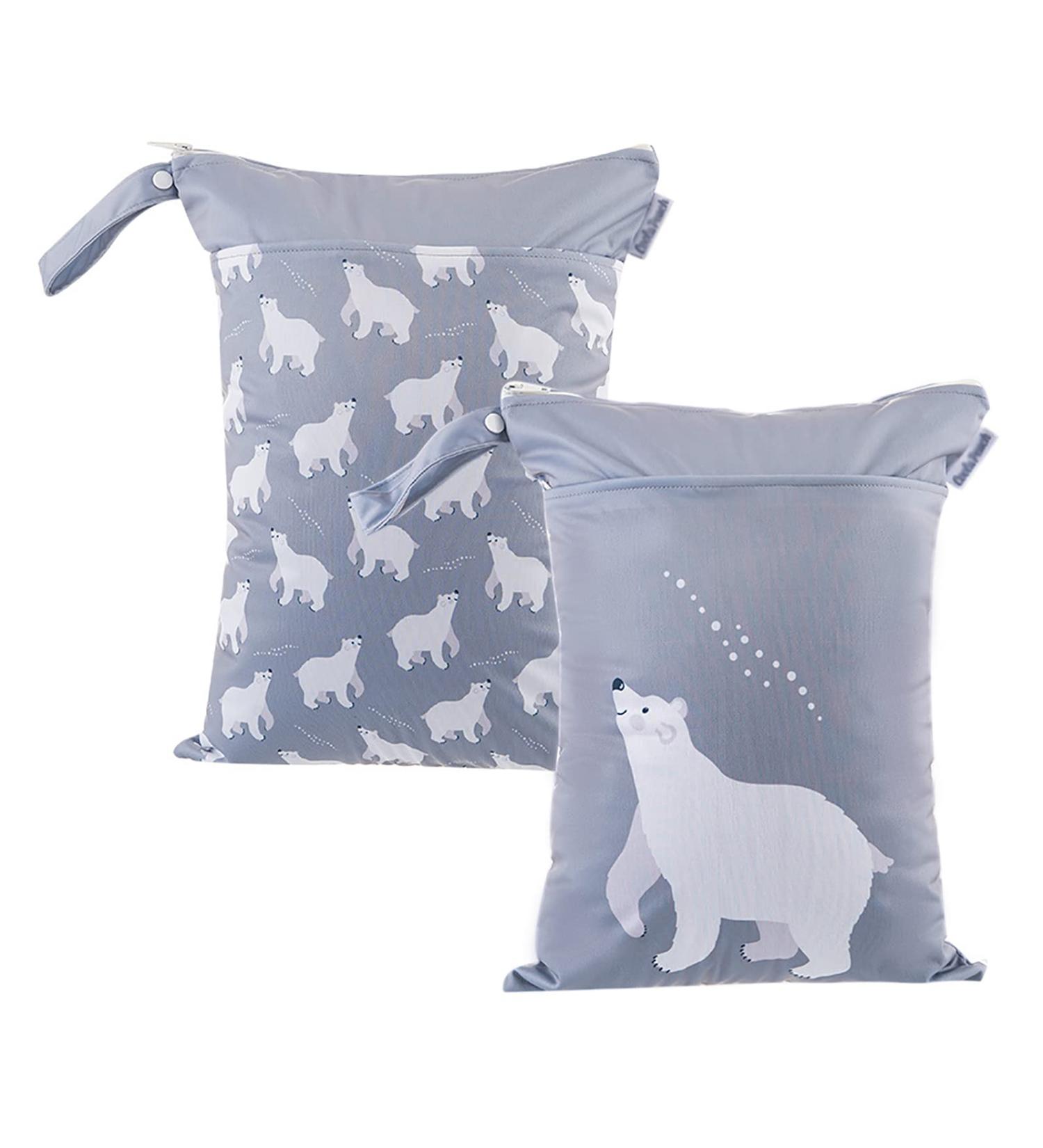 Maeau 2 Pack Reusable Wetbags for Diapers & Gym - Waterproof Baby Bags (30x40cm) - 36 Stylish Patterns - Buy Online on GoSupps.com
