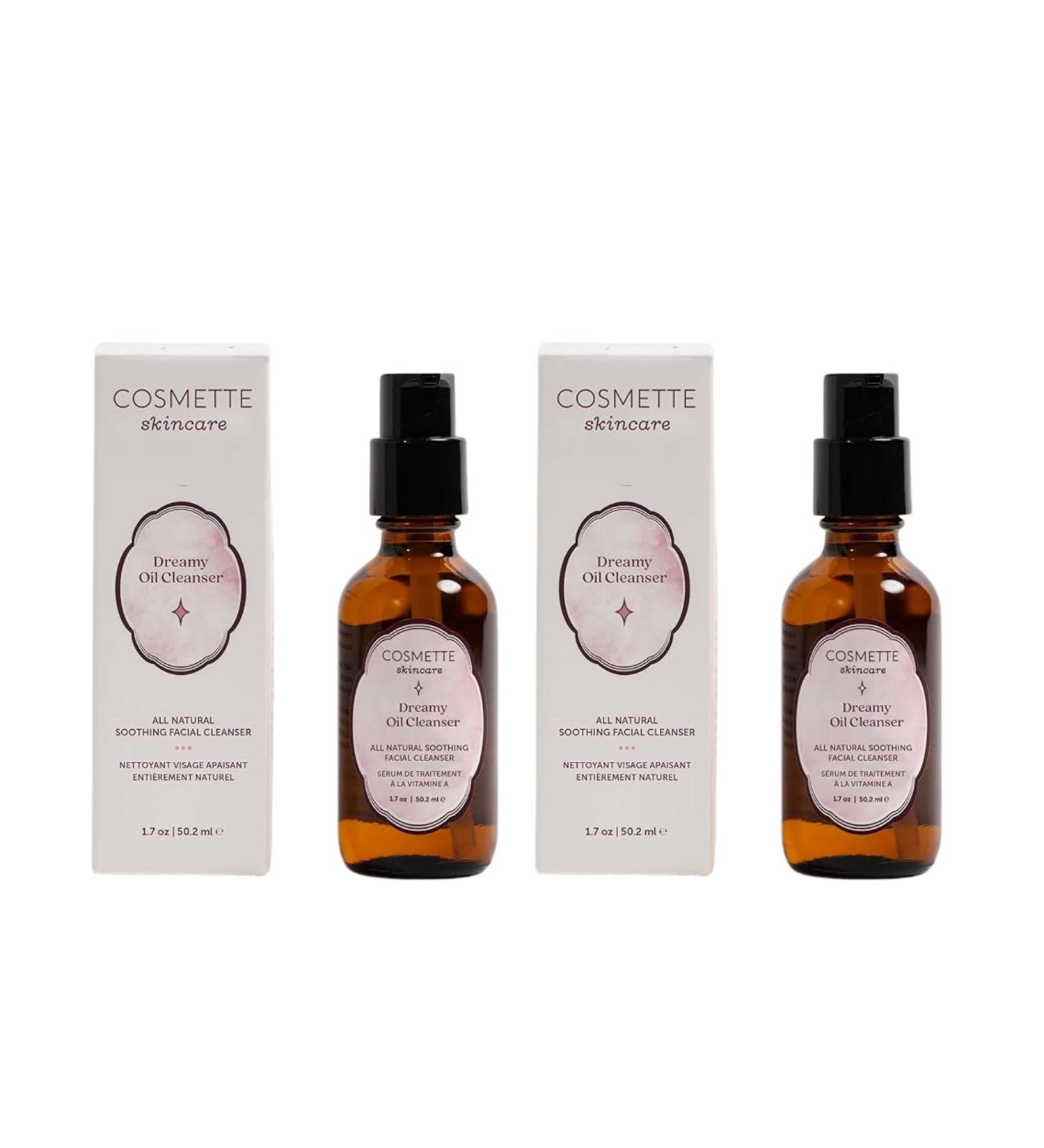 Cosmette Dreamy Oil Face Wash Facial Oil Cleanser With Castor Coconut Jojoba & Pumpkin Seed Oils Vegan Makeup Remover to Hydrate Gentle Natural Skin Care Non Comedogenic 1.7 Fl Oz (2 Pack)