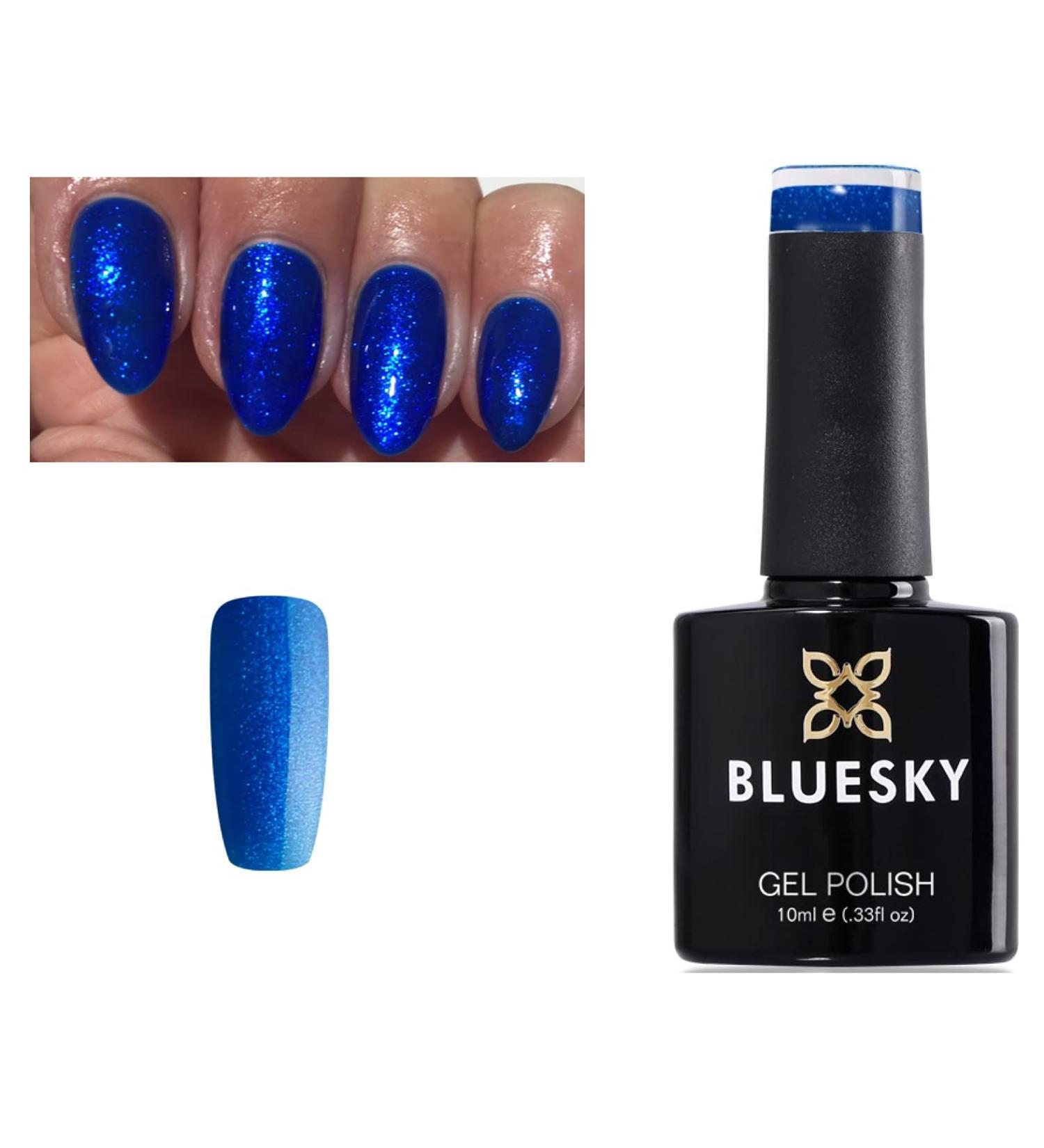 Bluesky BLUE GLITTER Blue Curacao Crystal Fine Glitter Sparkle Nail Gel Polish SJ14 UV LED Soak Off 10ml - Buy Online on GoSupps.com