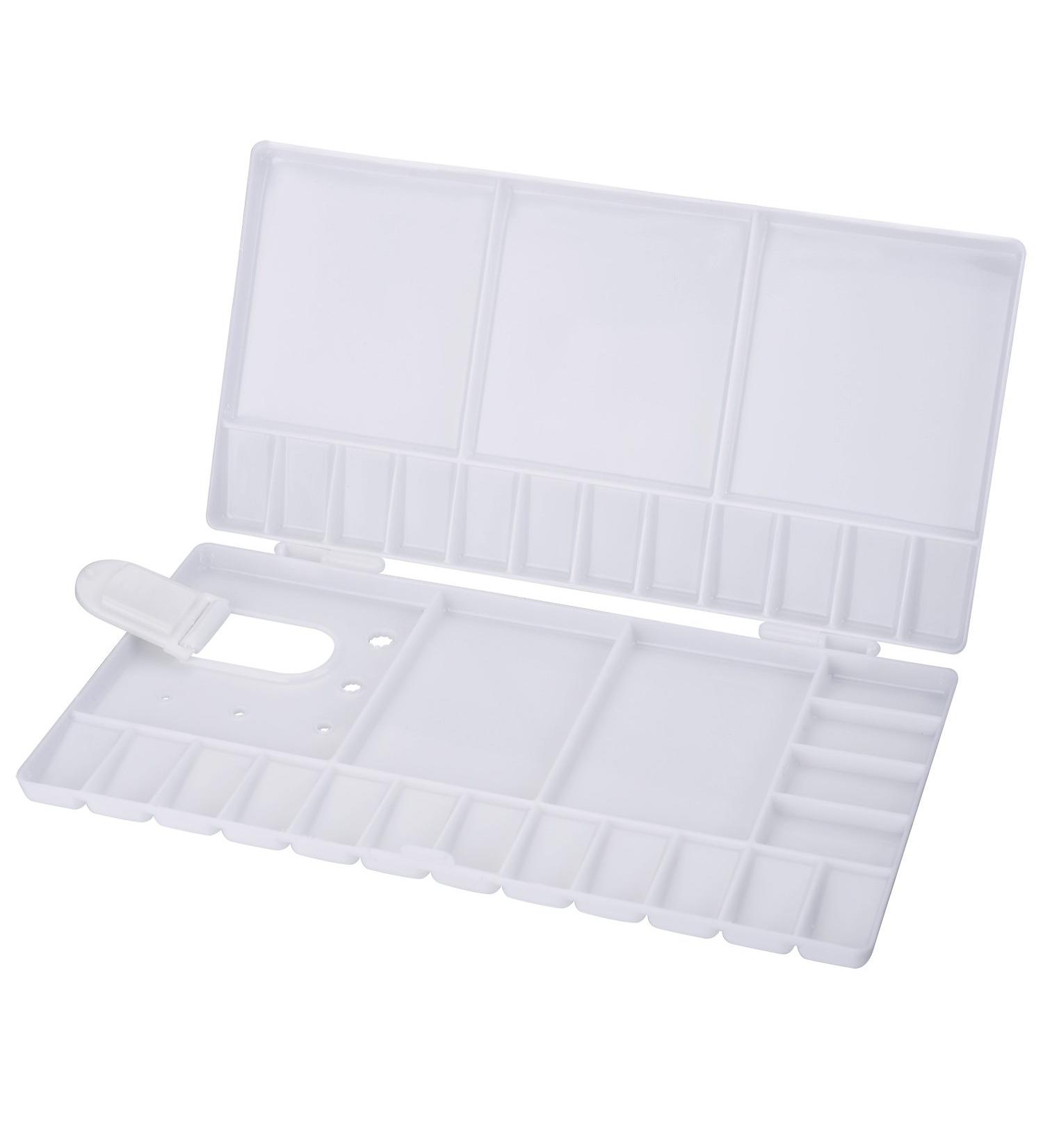Watercolor Palette Folding Paint Tray with 33 Compartments, Thumbhole, and Brush Holders - White - Buy Online on GoSupps.com