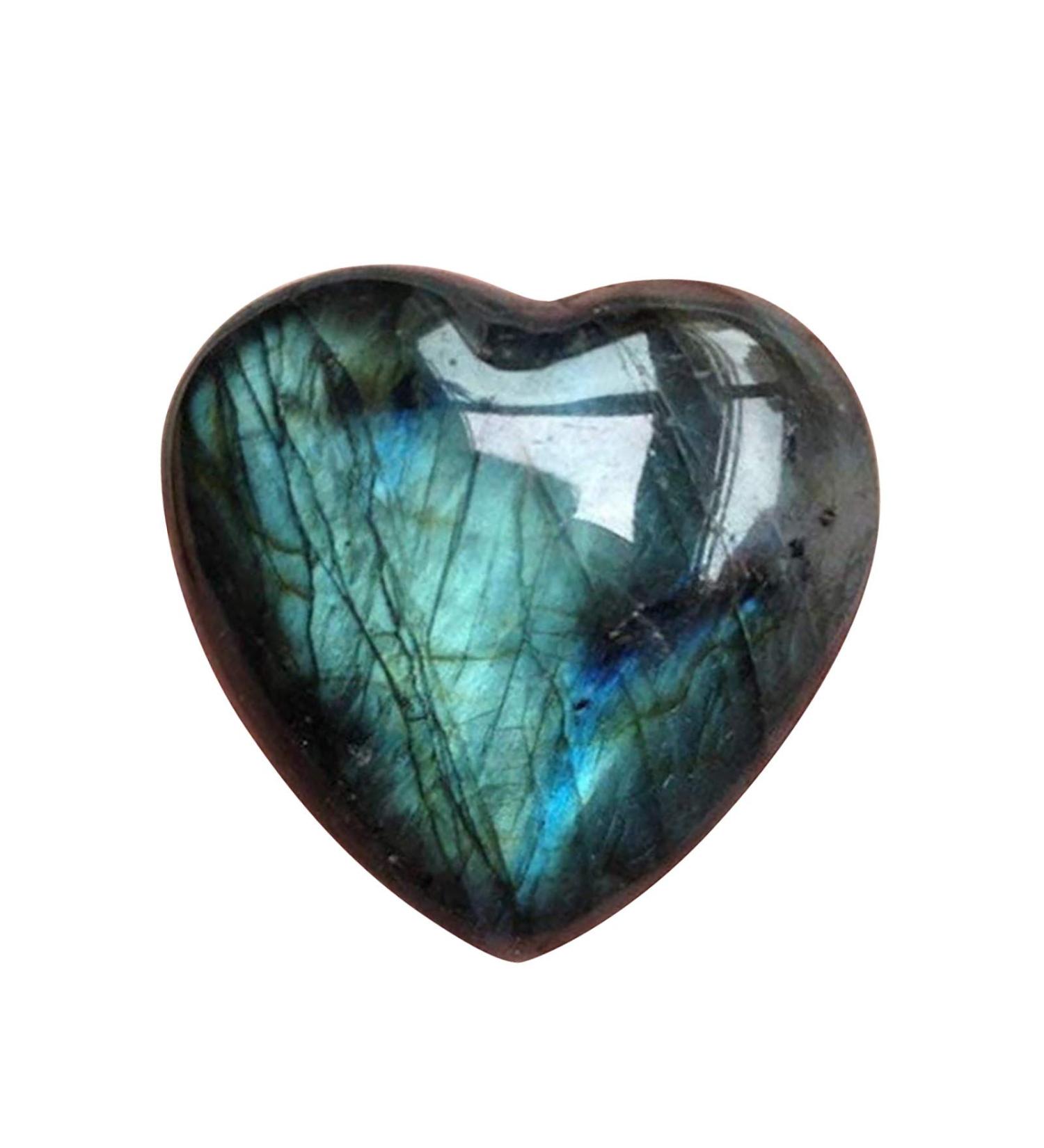 Moonstone Crystal Heart Shape Natural Labradorite Palm Stone Healing Gemstone Mineral Reiki Chakra Crystal Polished Pouch - Buy Online on GoSupps.com