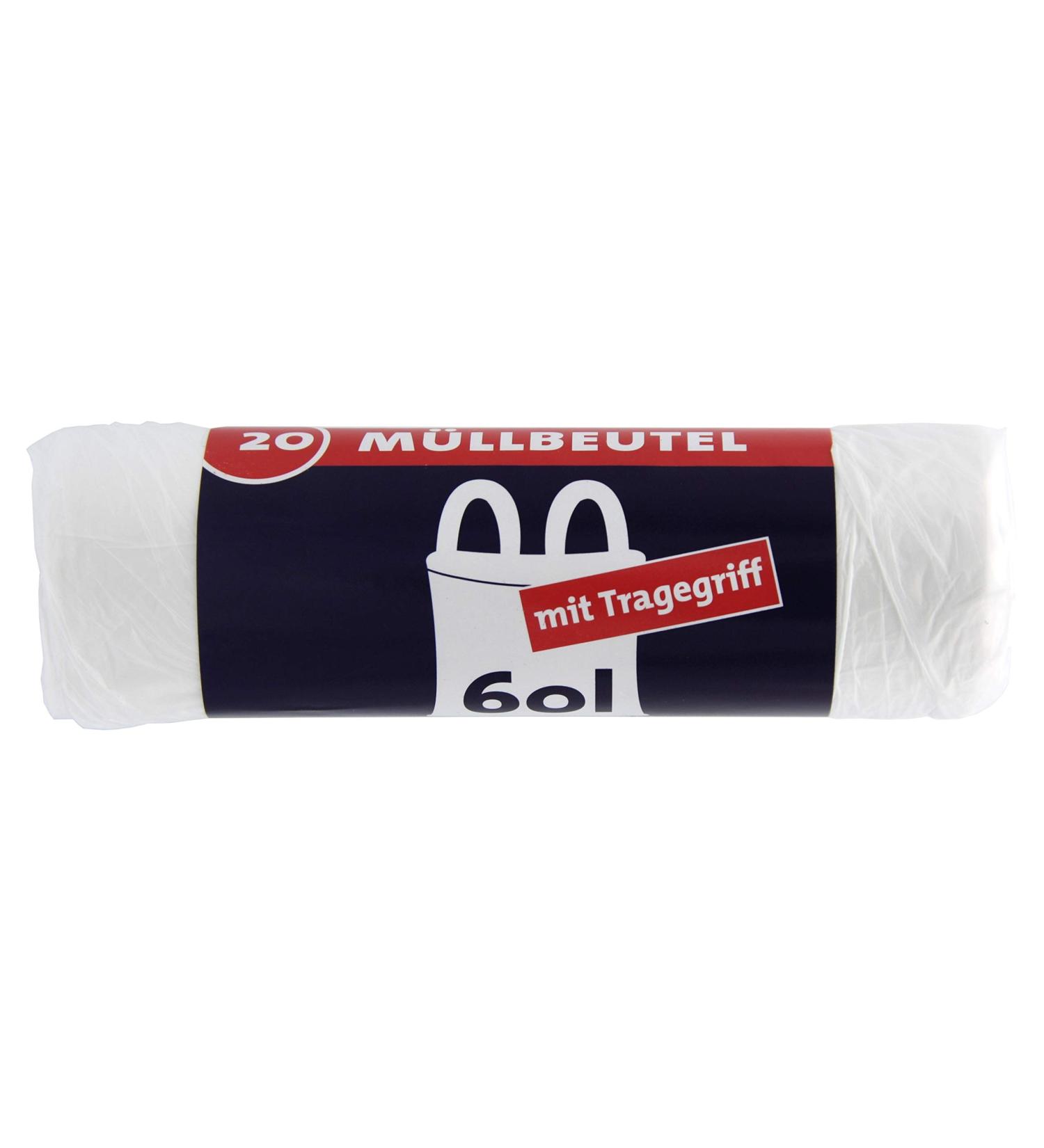 1000 Tear-Resistant 60L Garbage Bags with Handles - 20 Pieces/Roll Liquid-Tight & Recyclable - Eco-Friendly Packaging (50s Pack) for International Shipping - Buy Online on GoSupps.com