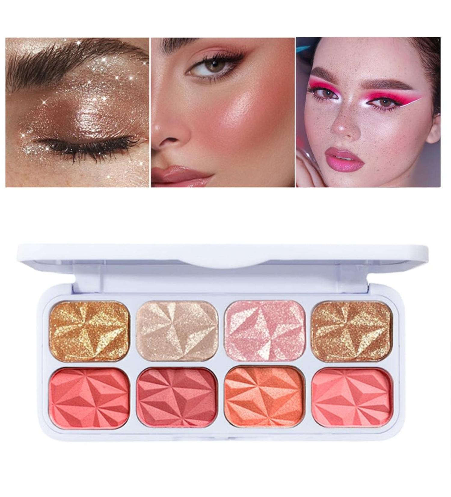 8 Colors Blusher Highlighter Makeup Palette | Waterproof Matte & Shimmer Blush Bronzer & Eyeshadow for a Flawless Finish - Buy Online on GoSupps.com