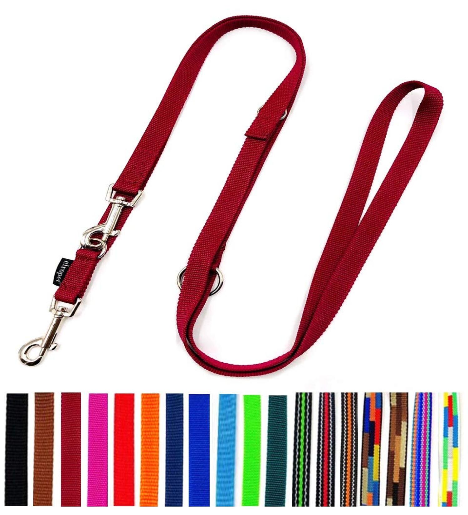 Dog leash double leash adjustable 2m / 2.40m / 2.80m / 3.50m / 5m large dogs 20mm/25mm (Bordeaux 25mm 2.80m) Bordeaux 25mm 2.80m