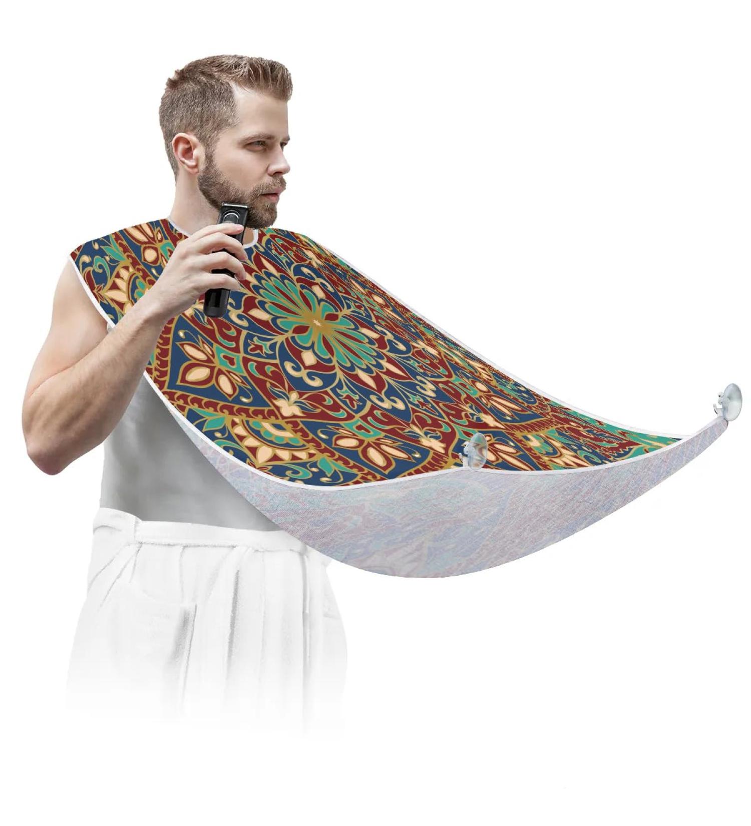 Buy Beard Bib Apron for Men - Non-Stick Waterproof Hair Catcher & Grooming Cloth | Abstract Mandala Pattern - International Shipping Available - Buy Online on GoSupps.com