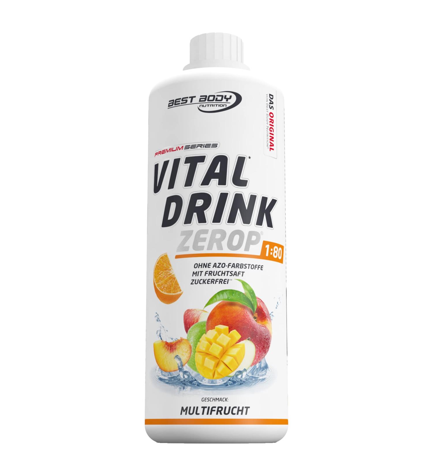 Best Body Nutrition Vital Drink Zerop - Sugar-Free Multi-Fruit Syrup Concentrate | 1L (Makes 80 Liters) | International Shipping Available - Buy Online on GoSupps.com