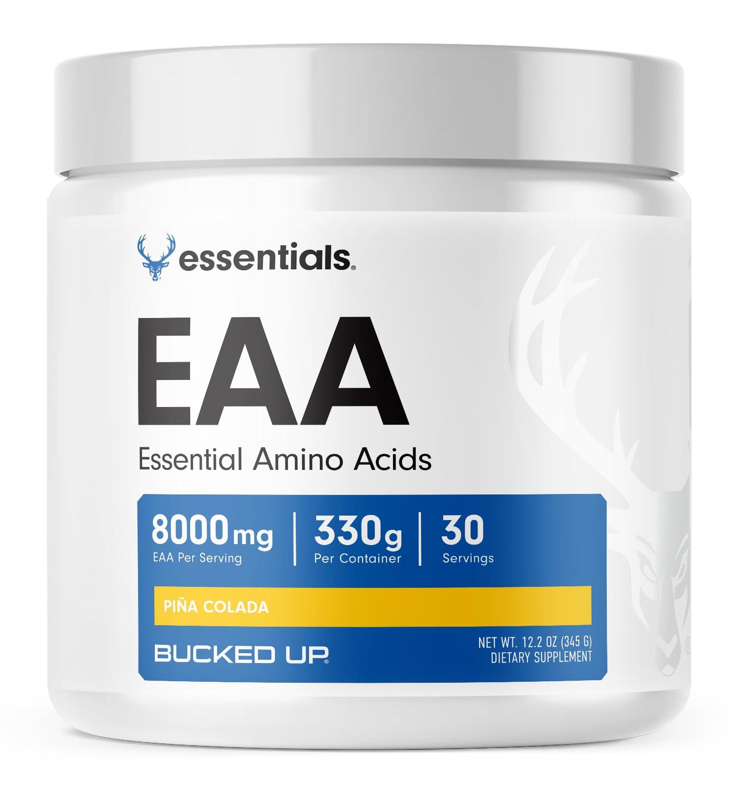 Bucked Up Essential Amino Acids - EAA Powder - Easy Mix Non Clumping Formula - for Pre/Intra Workout - Pina Colada Flavor - 30 Servings - 11.6 oz - Buy Online on GoSupps.com