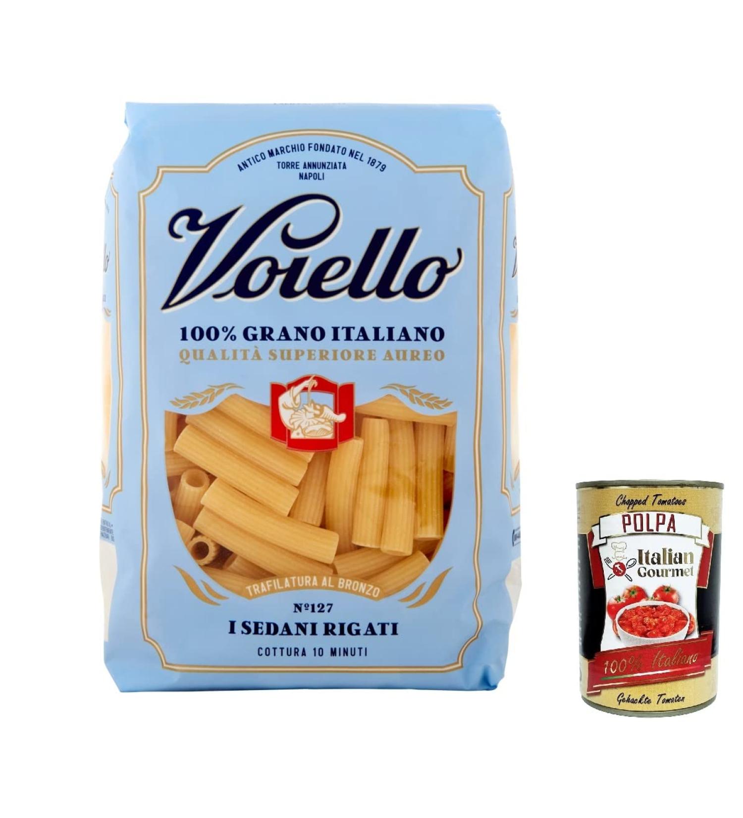  Italian Gourmet E.R. Pack of 5 Voiello Pasta Sedani Rigati 100% Italian N 127 500g + Polpa Italian Gourmet 400g - Buy Online on GoSupps.com