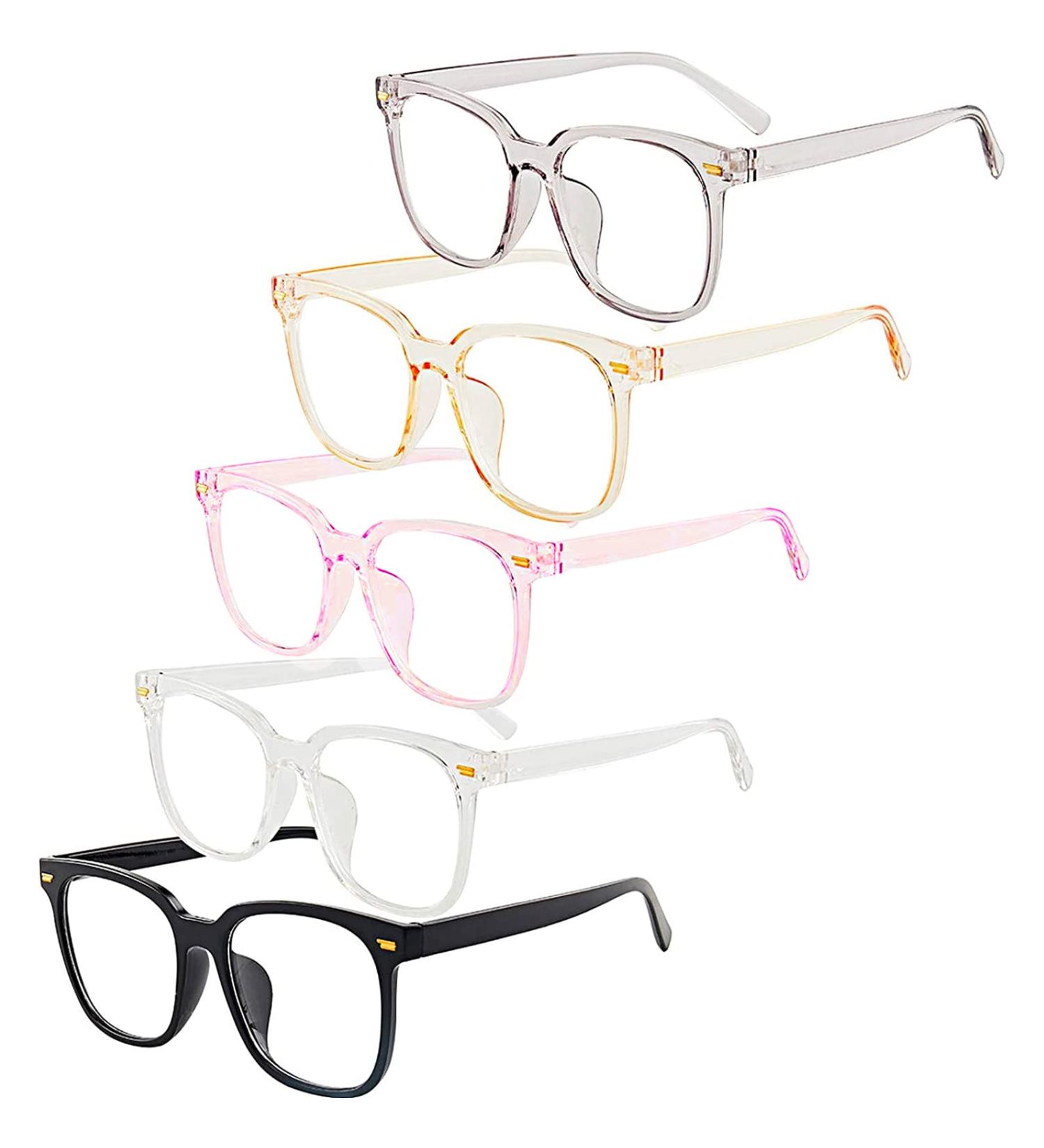 DEOMOR 5-Piece Decorative Retro Glasses Set - Colorful Non-Prescription Transparent Lenses for Stylish Look - Buy Online on GoSupps.com